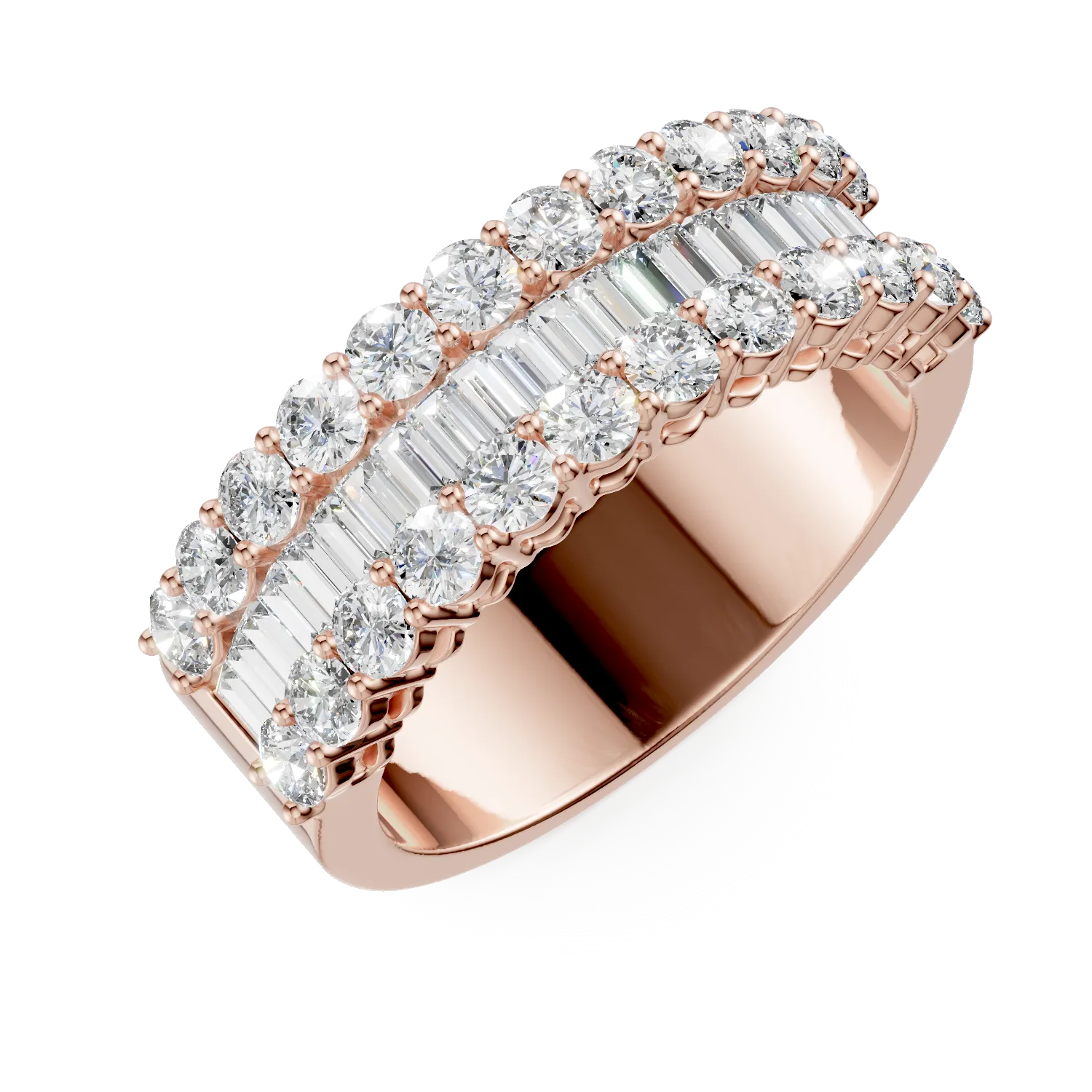 Teilor Inel din aur roz cu diamante microsetting de 2ct