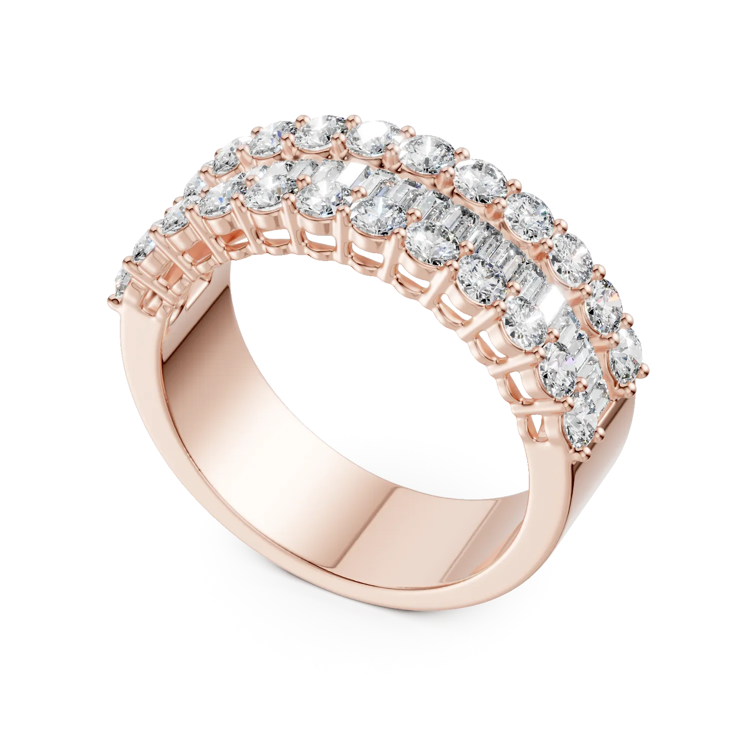 Inel din aur roz cu diamante microsetting de 2ct - Imagine 2