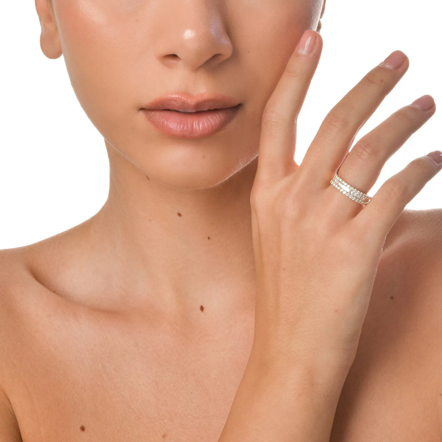 Yellow gold ring with 1ct microsetting diamonds