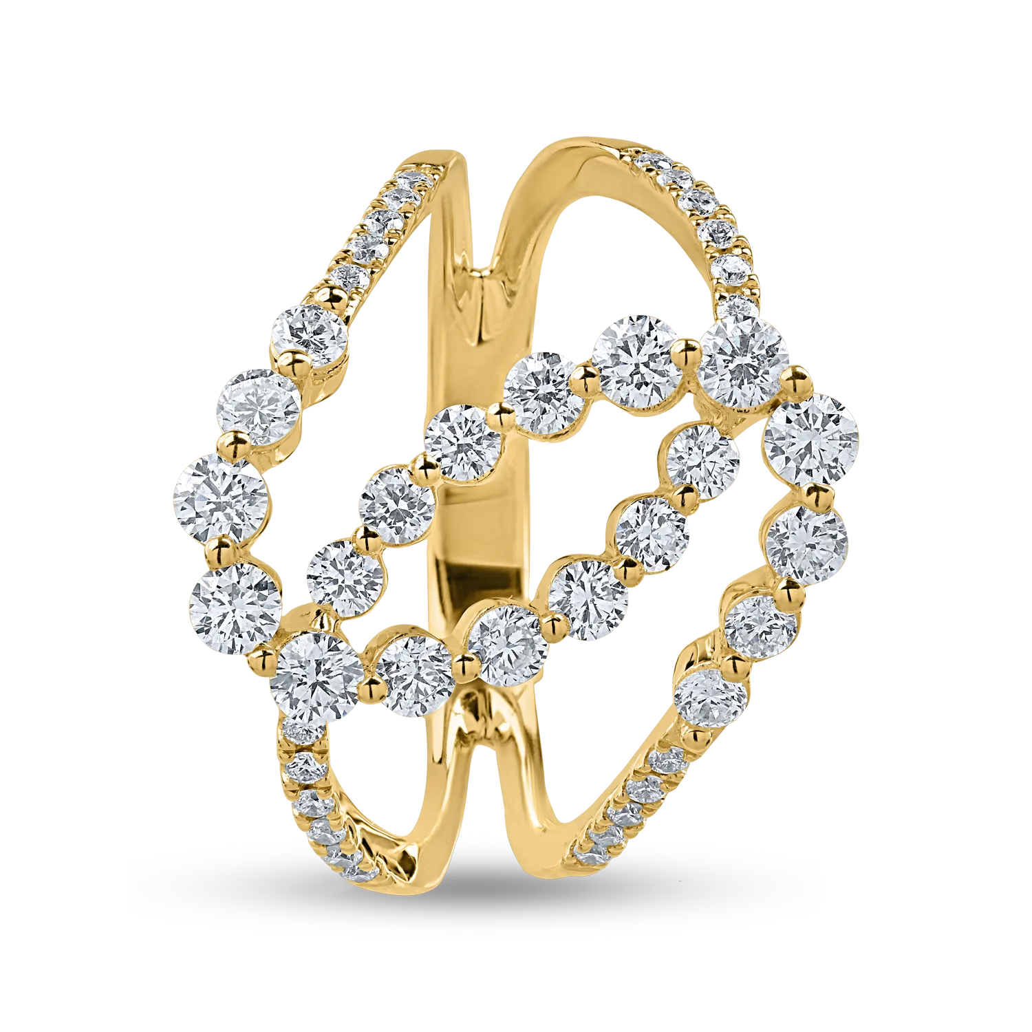 Sárgaarany geometrikus gyűrű 0.9ct gyémánttal