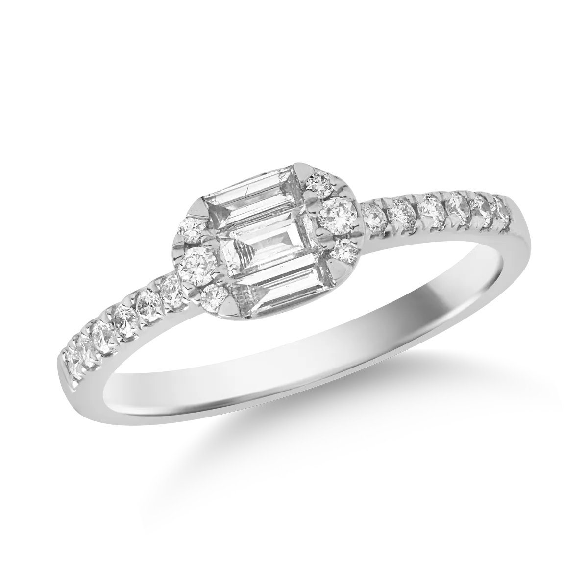 18 k fehér arany gyűrű gyémántokkal 0.4ct
