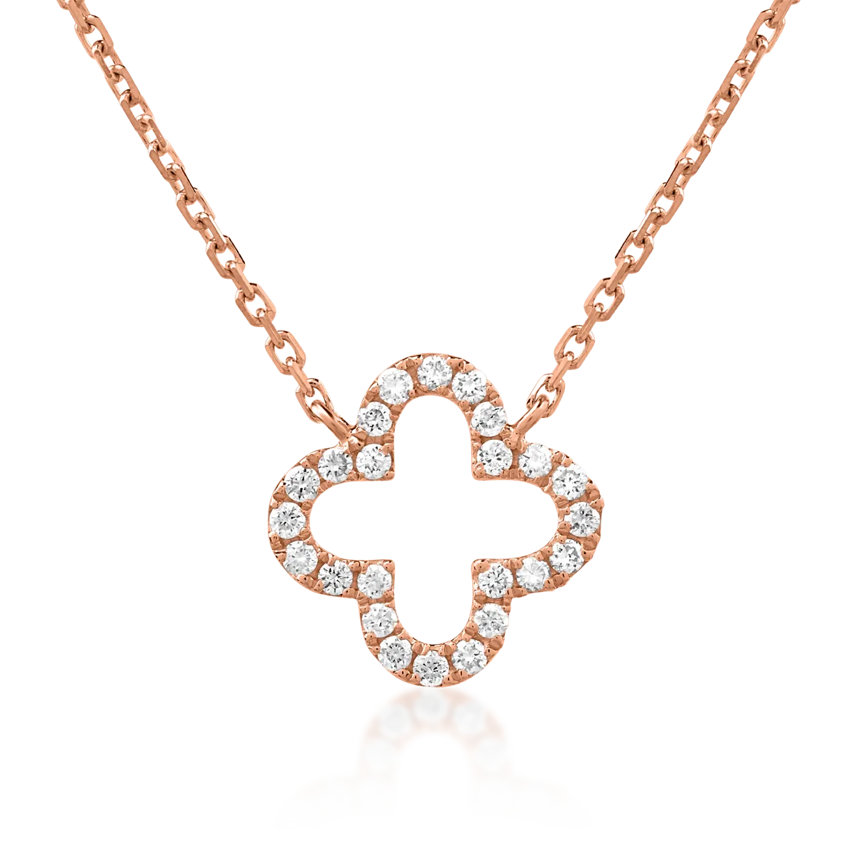 Lant cu pandantiv din aur roz de 18K cu diamante de 0.074ct