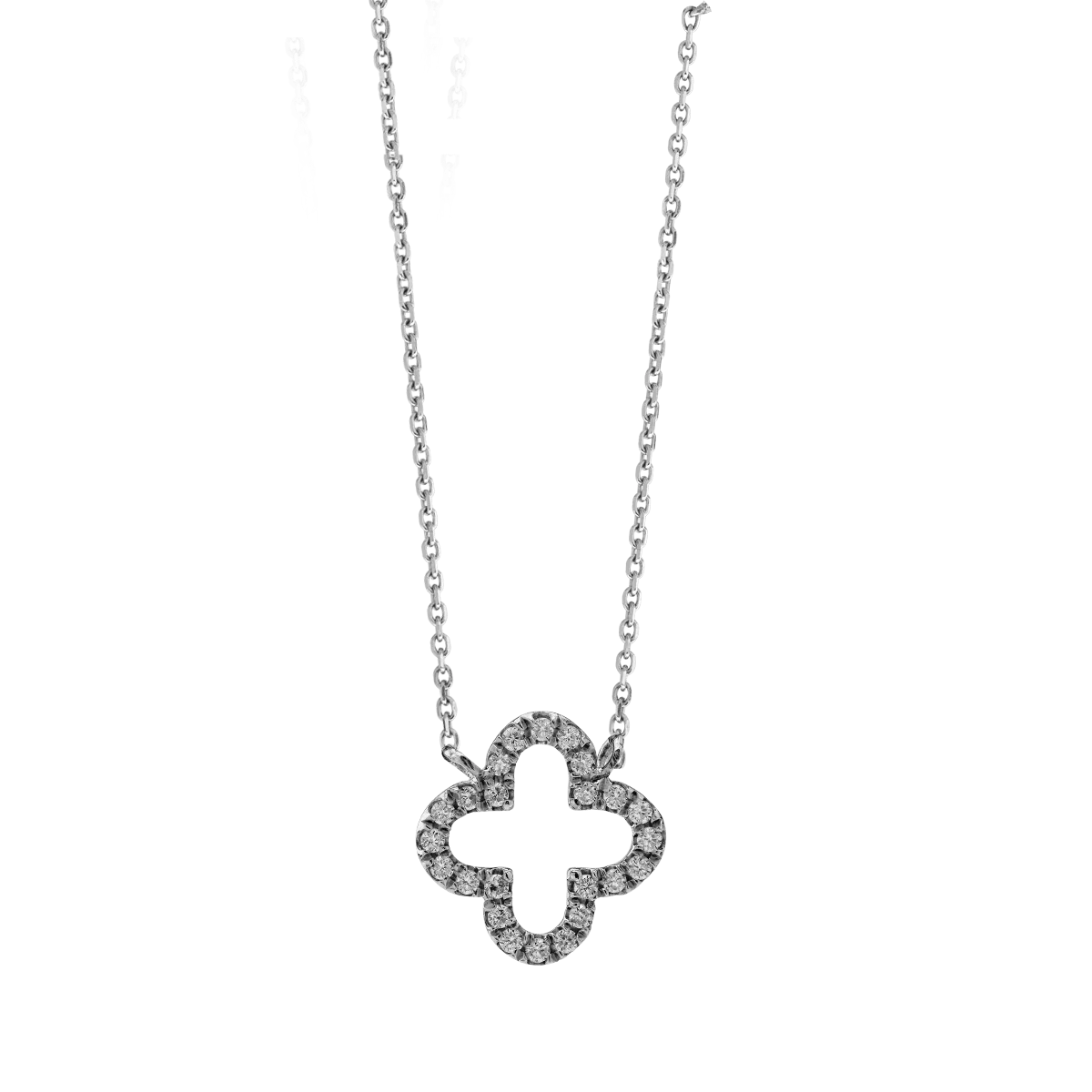 18K white gold pendant chain with 0.074ct diamonds