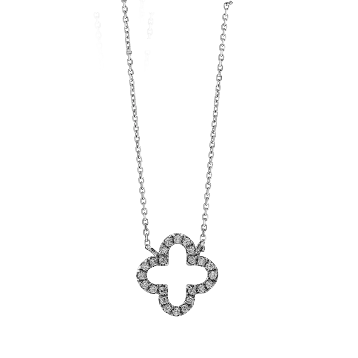 Lant cu pandantiv din aur alb cu diamante de 0.073ct