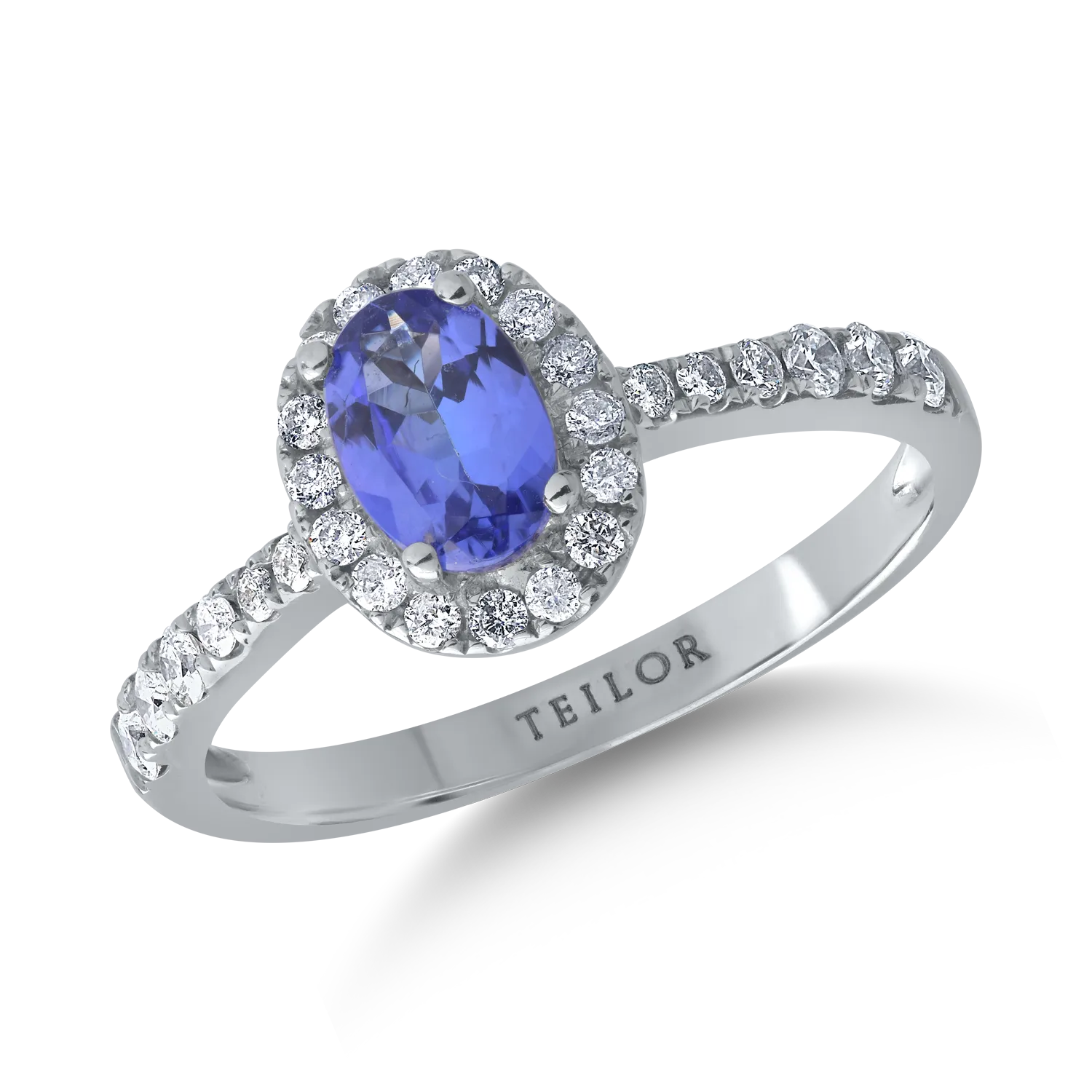 Teilor Inel din aur alb cu tanzanit oval de 0.6ct si diamante de 0.3ct