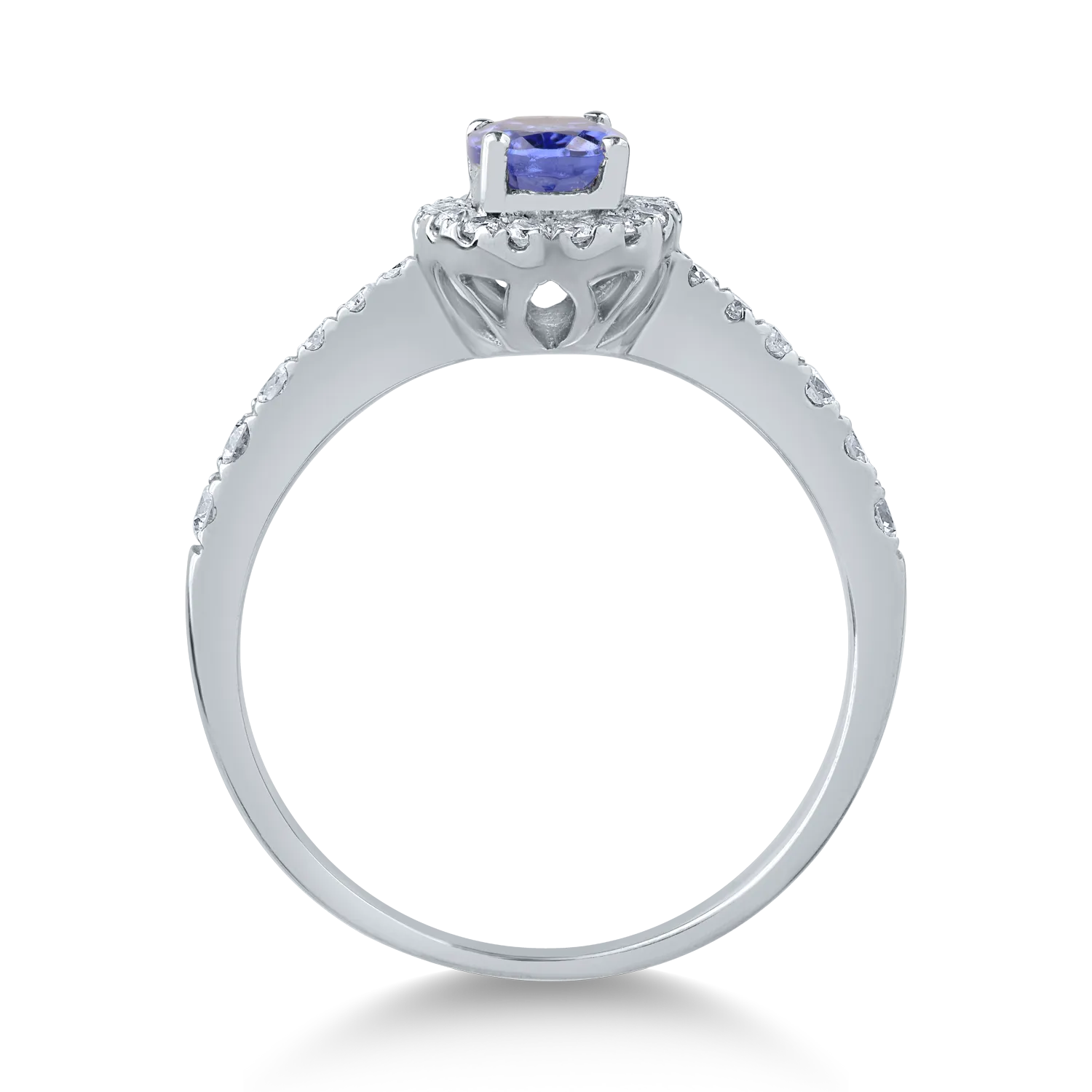 Пръстен от 18K бяло злато с 0.62ct танзанит и 0.33ct диаманти