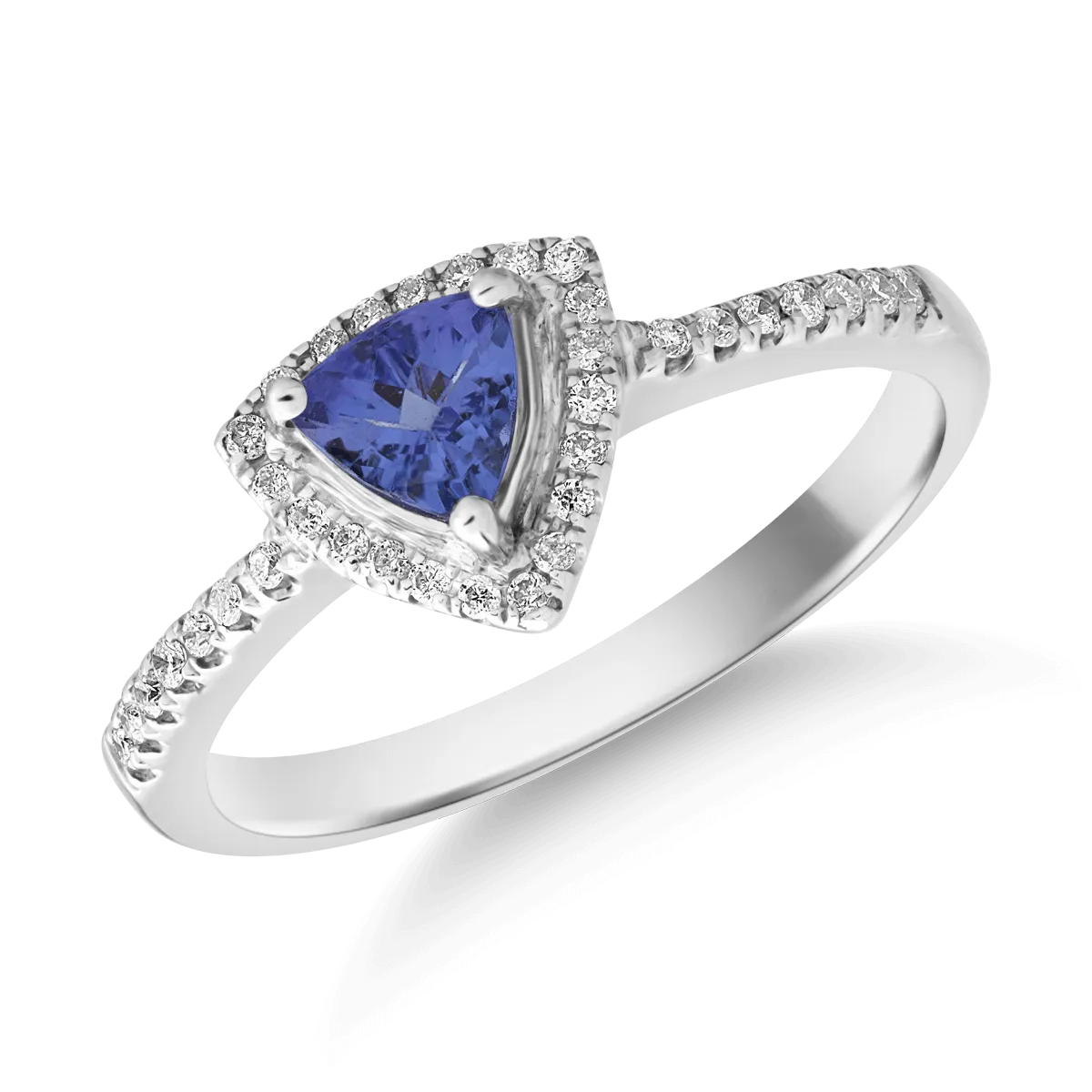 Gyűrű 14K-os fehér aranyból 0.52ct tanzanittal és 0.15ct gyémánttal