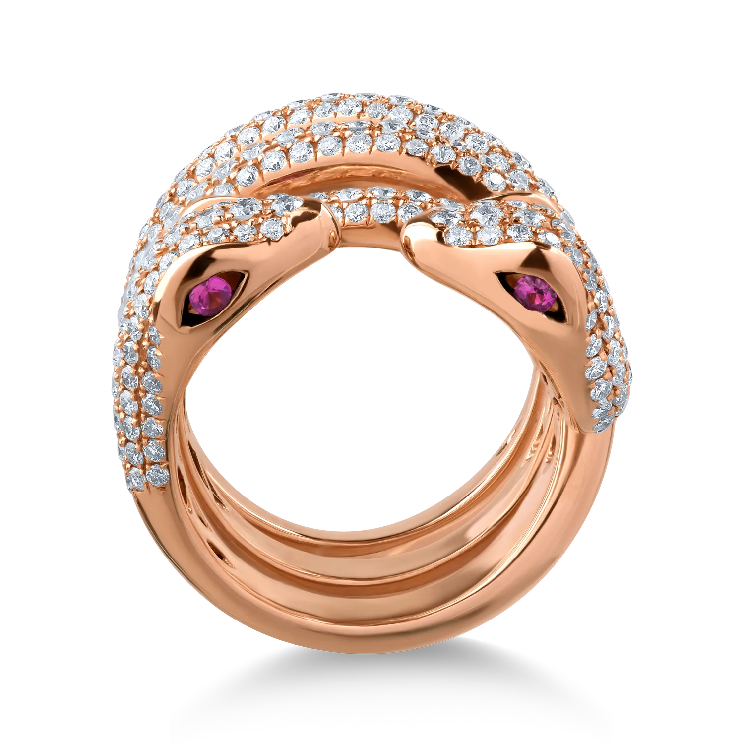 18K rose gold ring with 0.12ct rubies and 6.08ct diamonds