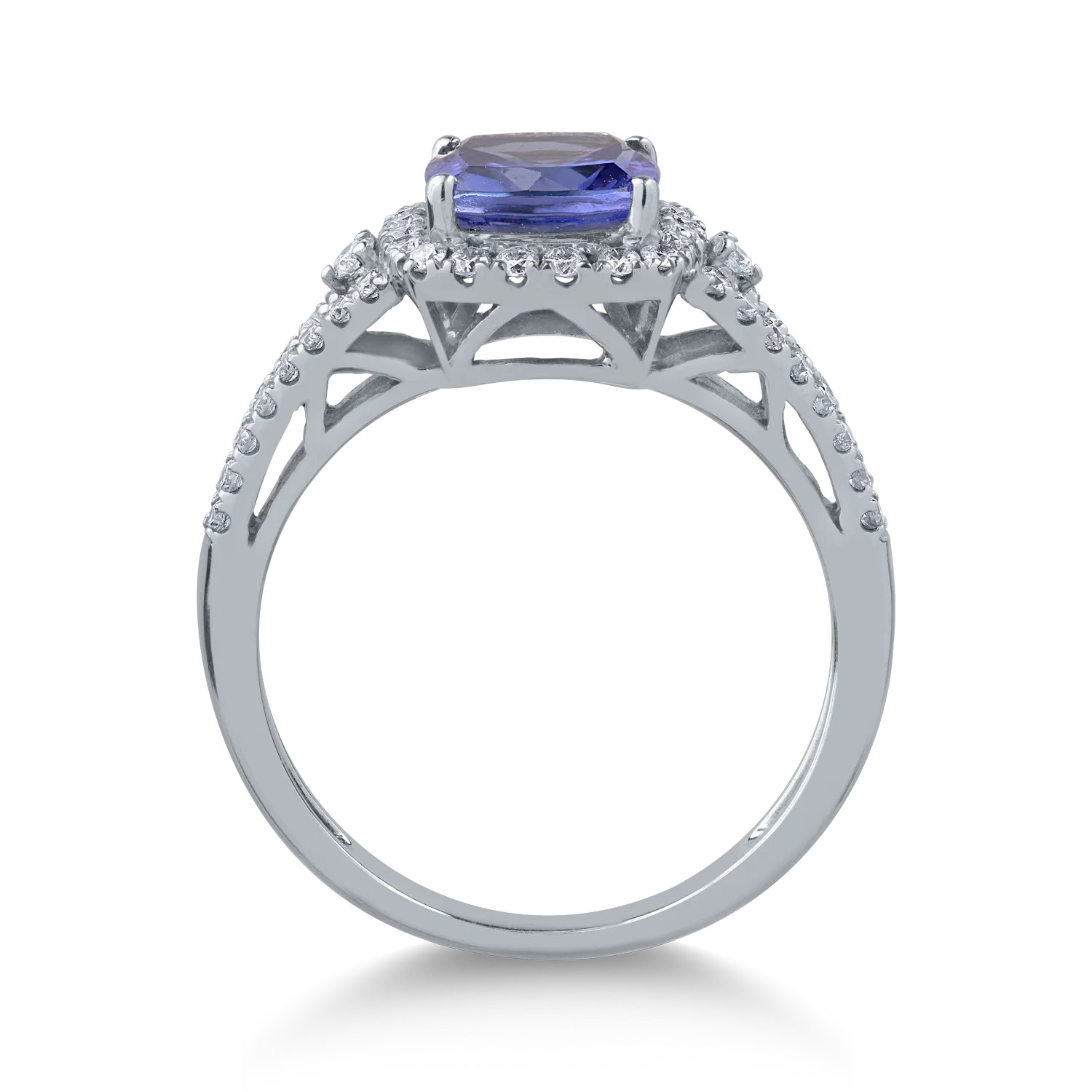 Inel din aur alb cu tanzanit de 1.8ct si diamante de 0.44ct - imagine 2