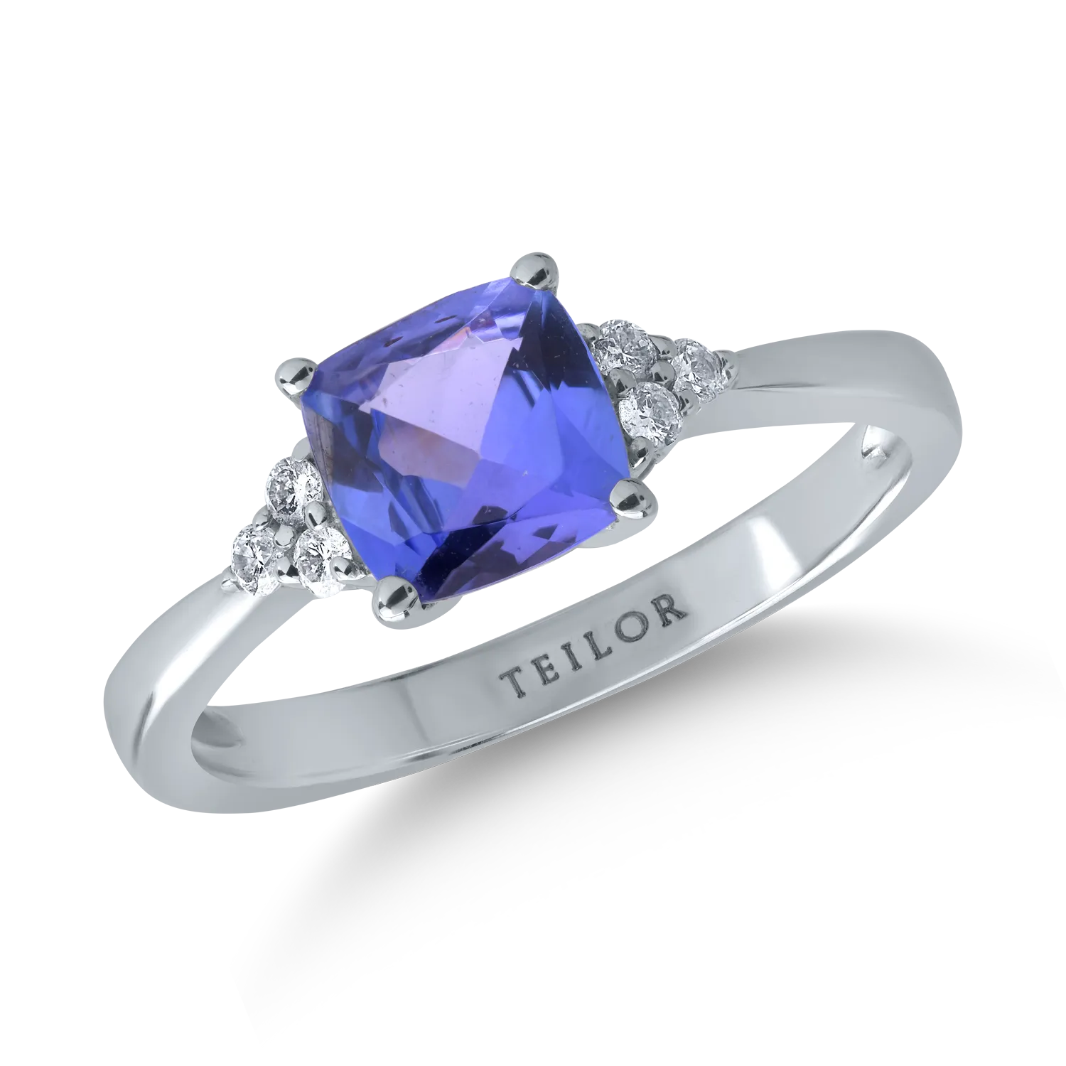 18K white gold ring with 1.24ct tanzanite and 0.09ct diamonds