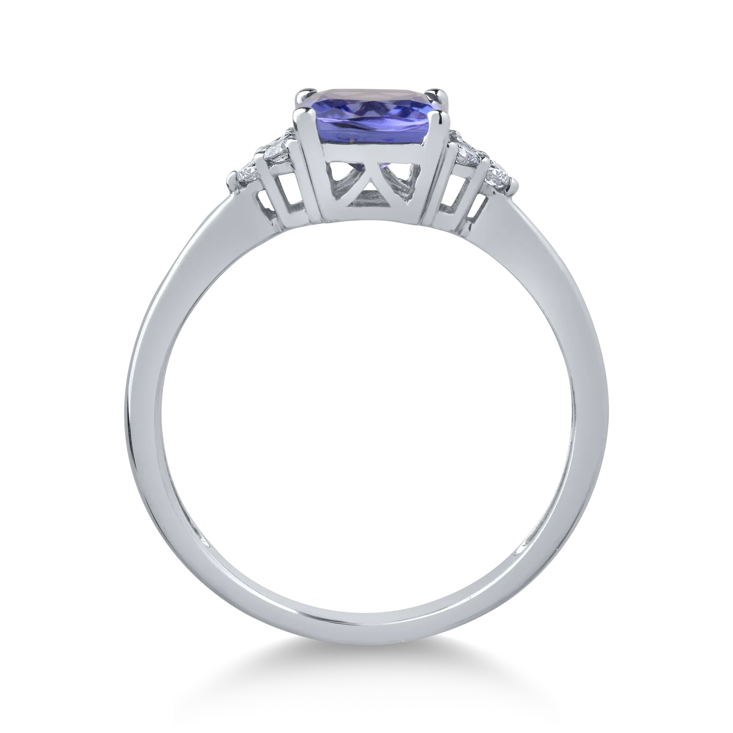 18K fehérarany gyűrű 1.24ct tanzanittal és 0.09ct gyémántokkal