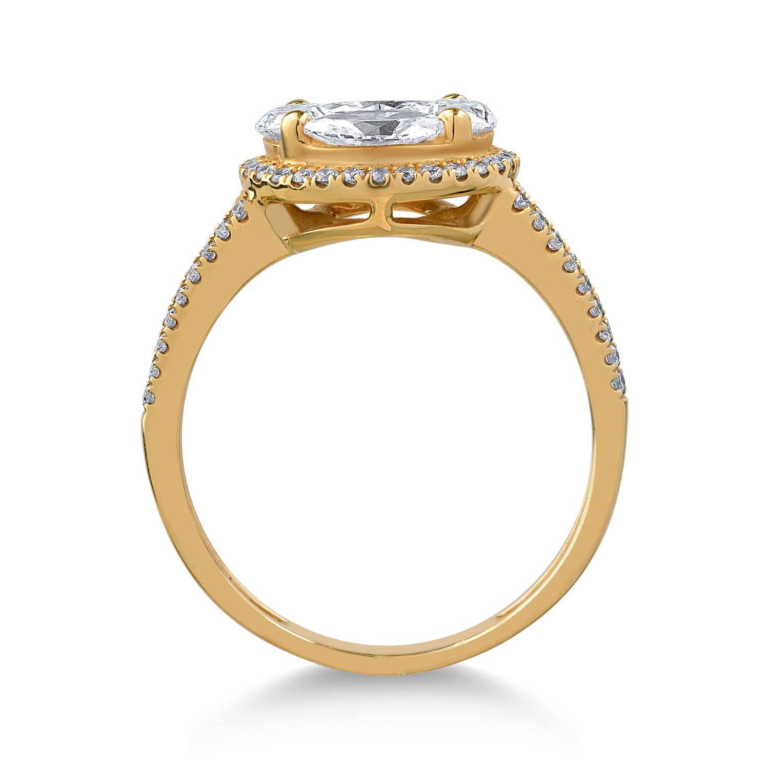 18K yellow gold ring with 1.76ct diamonds