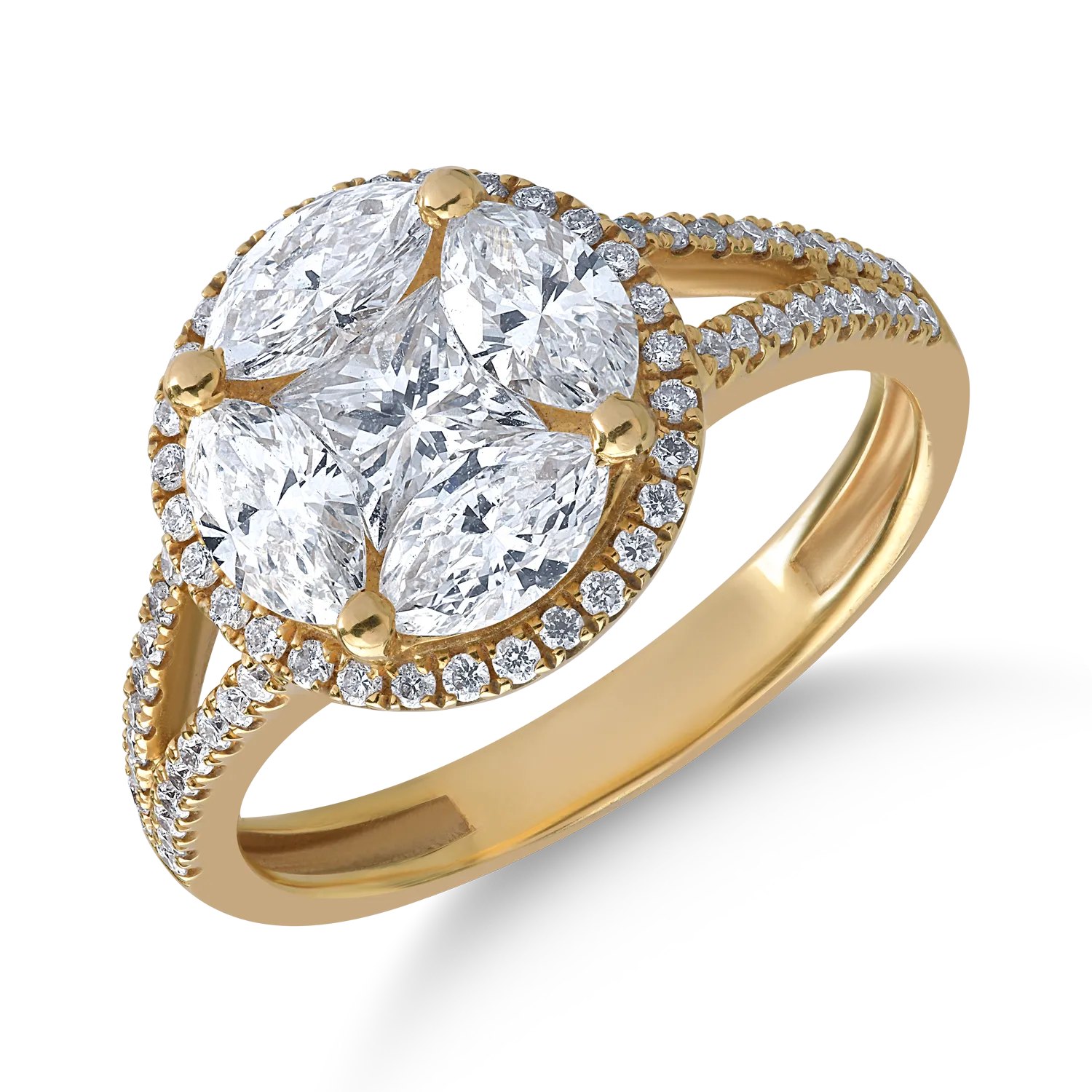 Pierścionek z 18K żółtego złota z 1.76ct diamentami-106636