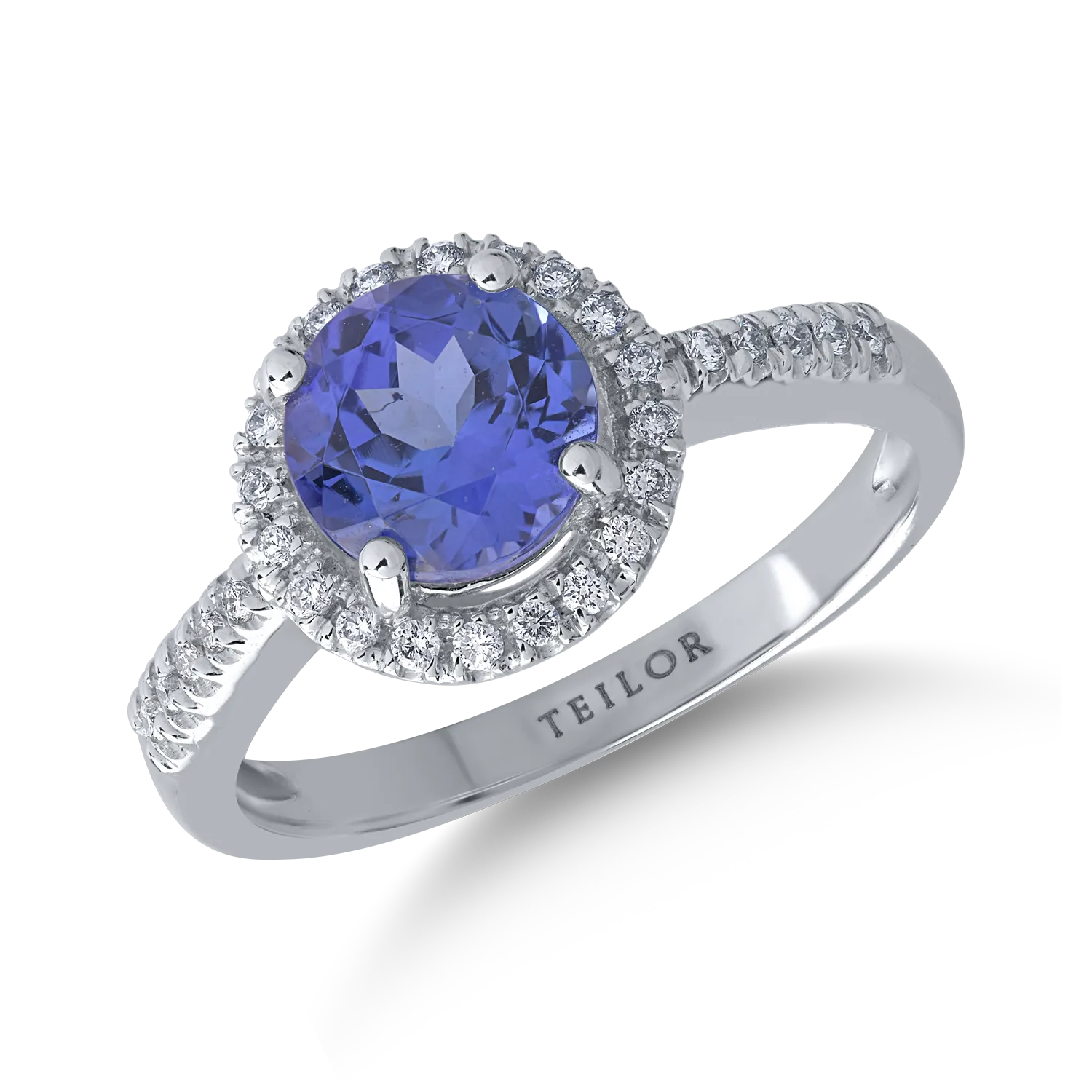 14K white gold ring with 1.63ct tanzanite and 0.16ct diamonds