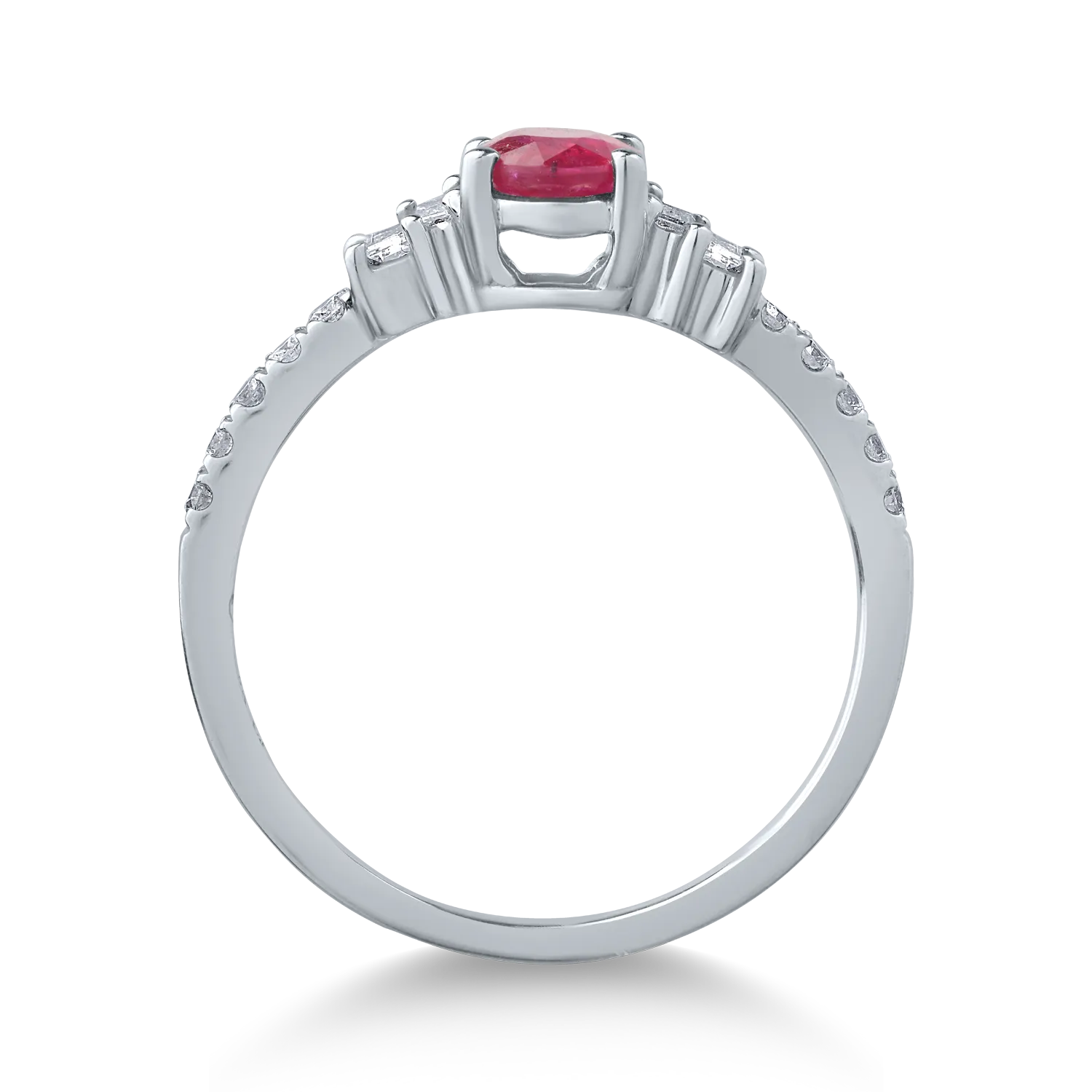 Inel din aur alb de 18K cu rubin de 0.75ct si diamante de 0.25ct