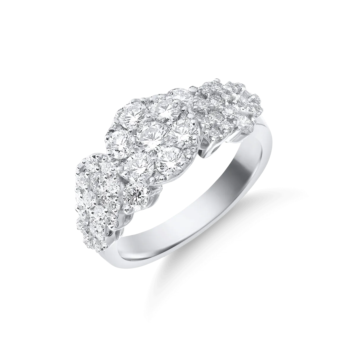 18K white gold ring with diamonds of 1.66ct