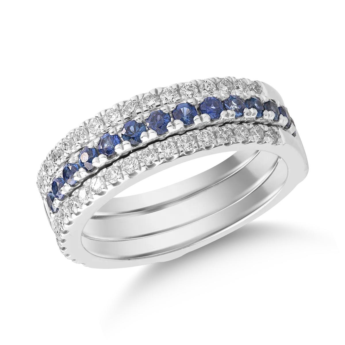 18k fehér arany gyűrű, sapphires 0.42ct és gyémánt 0,35ct