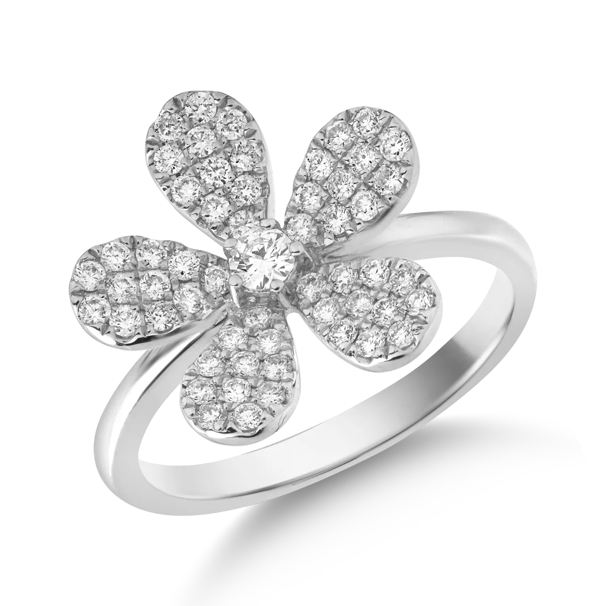 Inel floare din aur alb cu diamante de 0.5ct