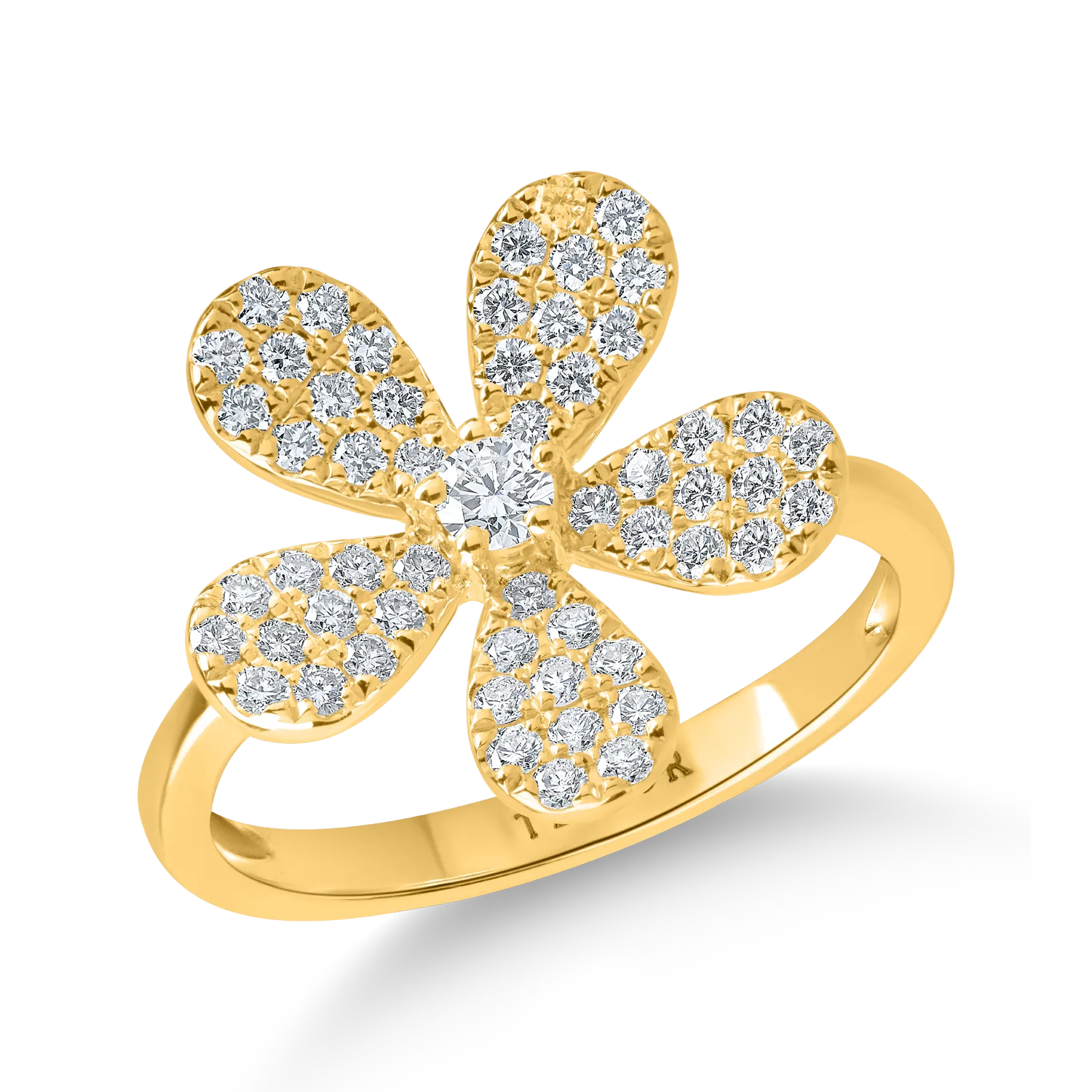 Yellow gold flower ring with 0.5ct diamonds