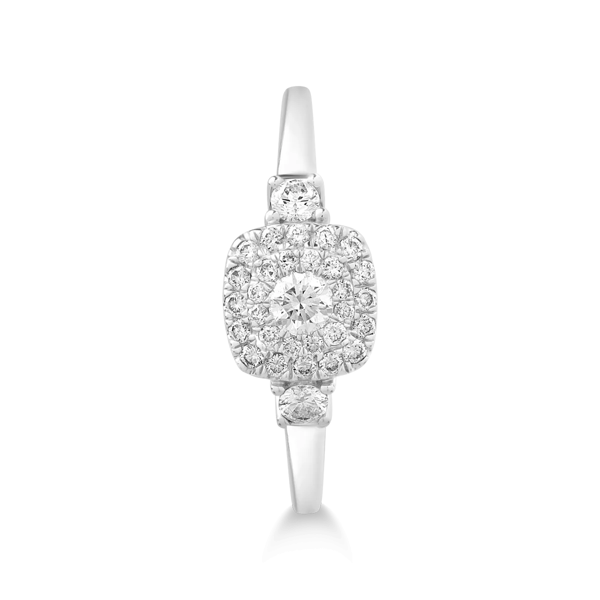 Inel din aur alb de 18K cu diamant de 0.1ct si diamante de 0.22ct