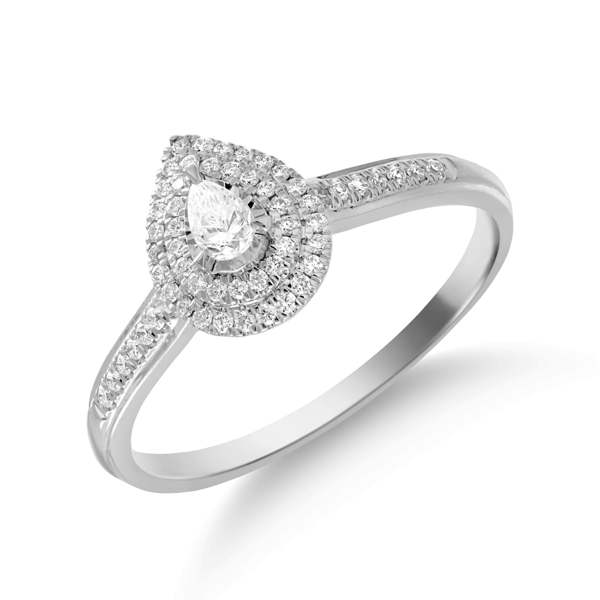 Inel din aur alb de 18K cu diamant de 0.093ct si diamante de 0.179ct