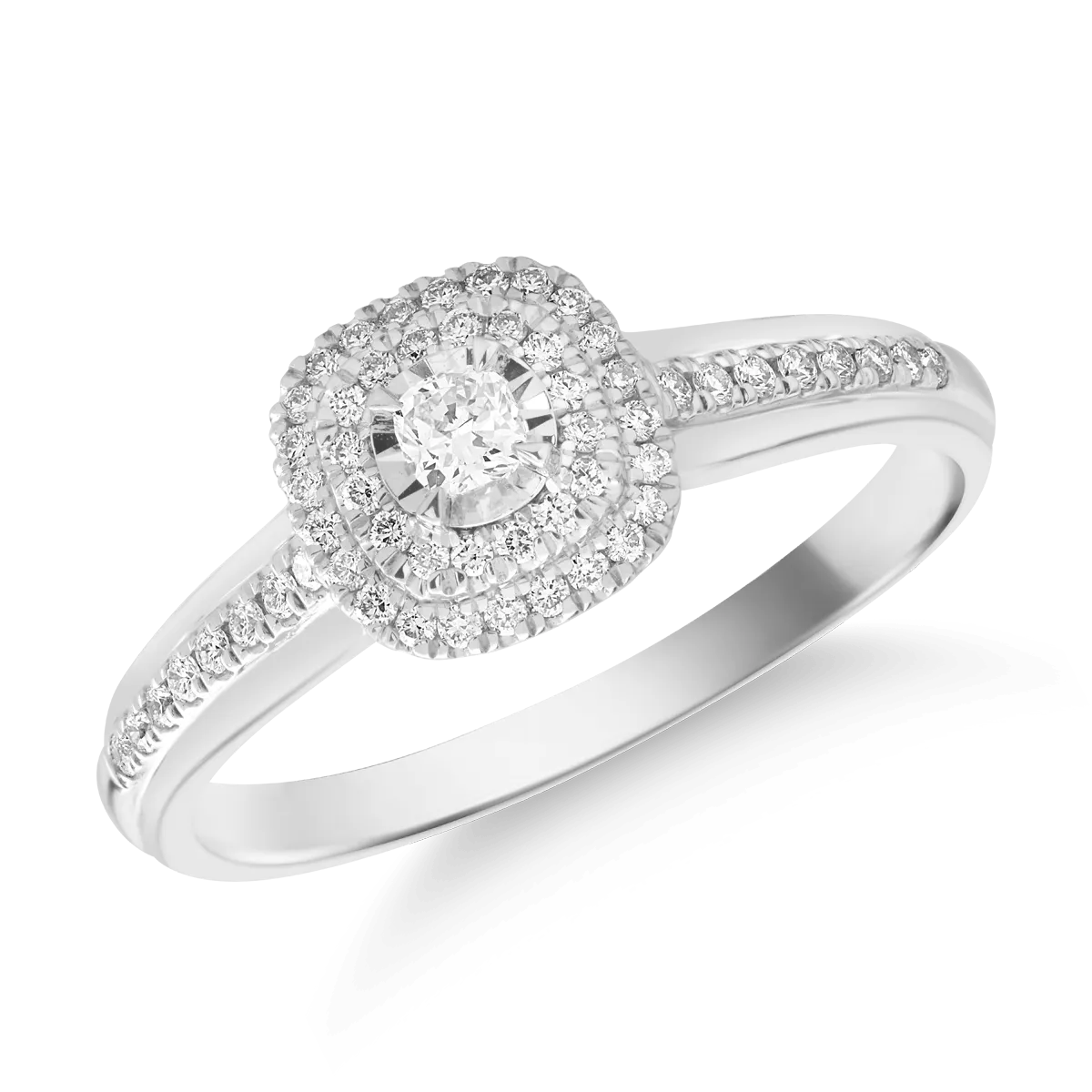 18K white gold ring with 0.09ct diamond and 0.16ct diamonds