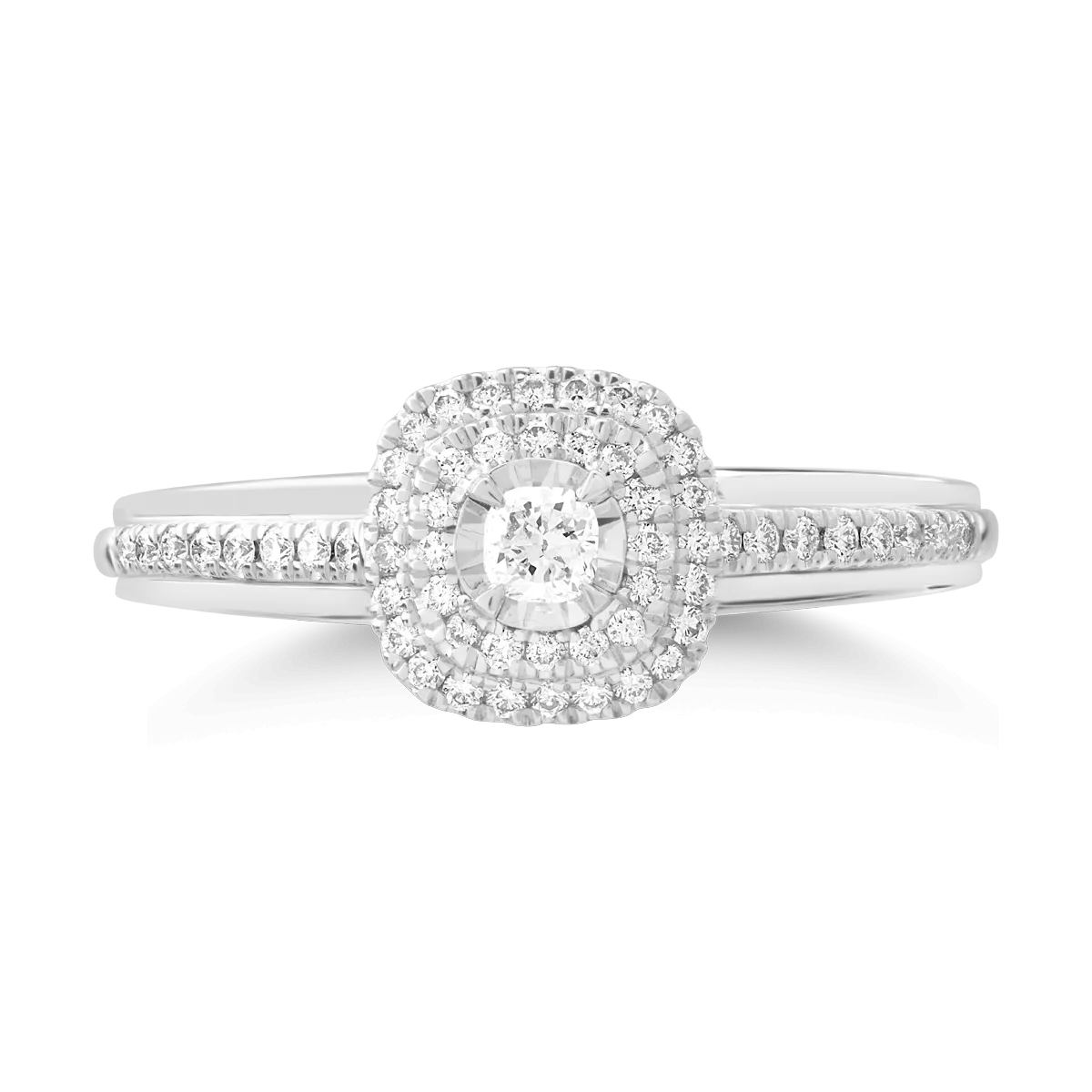 18K white gold ring with 0.08ct diamond and 0.16ct diamonds