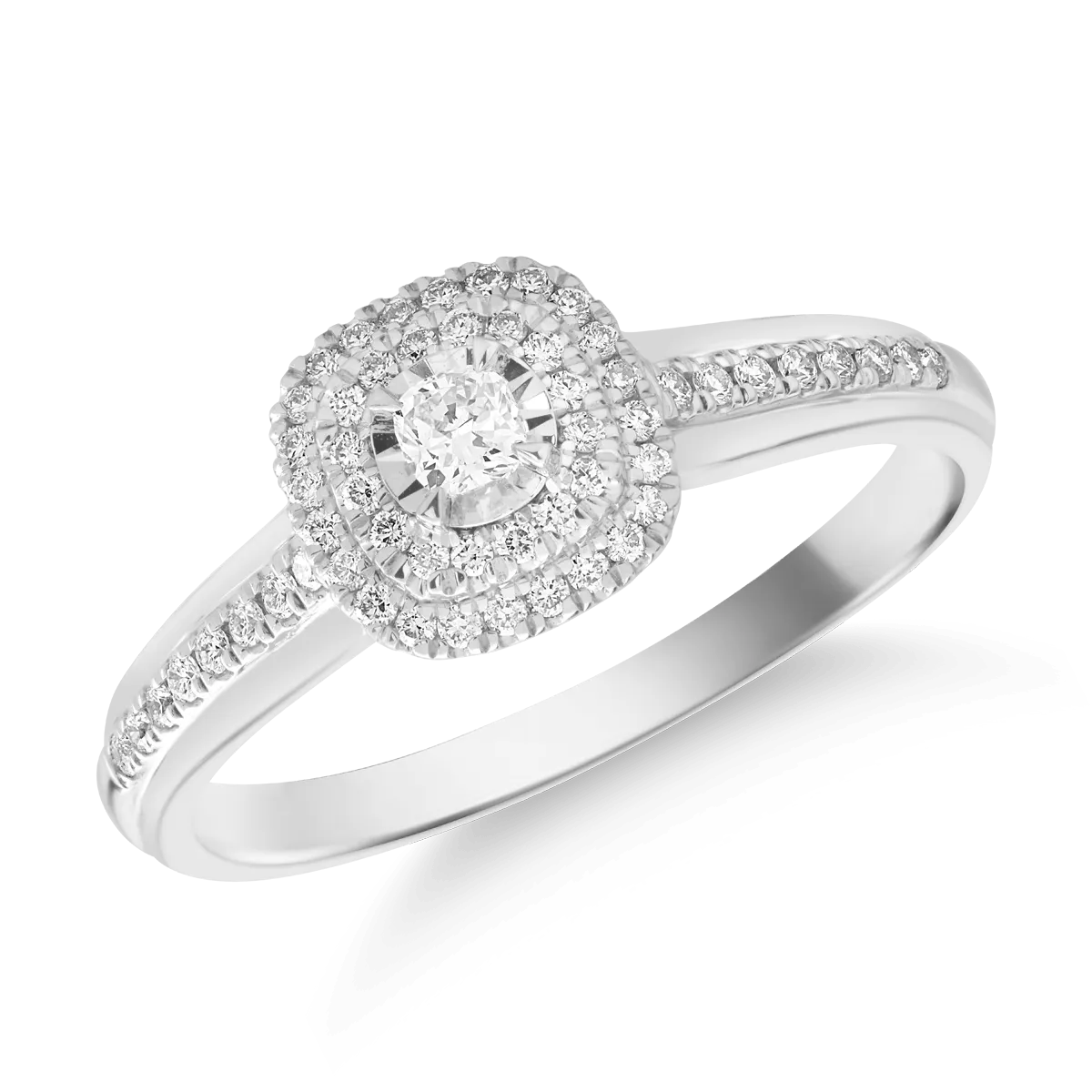 Teilor Inel din aur alb cu diamant cushion de 0.08ct si diamante de 0.1ct
