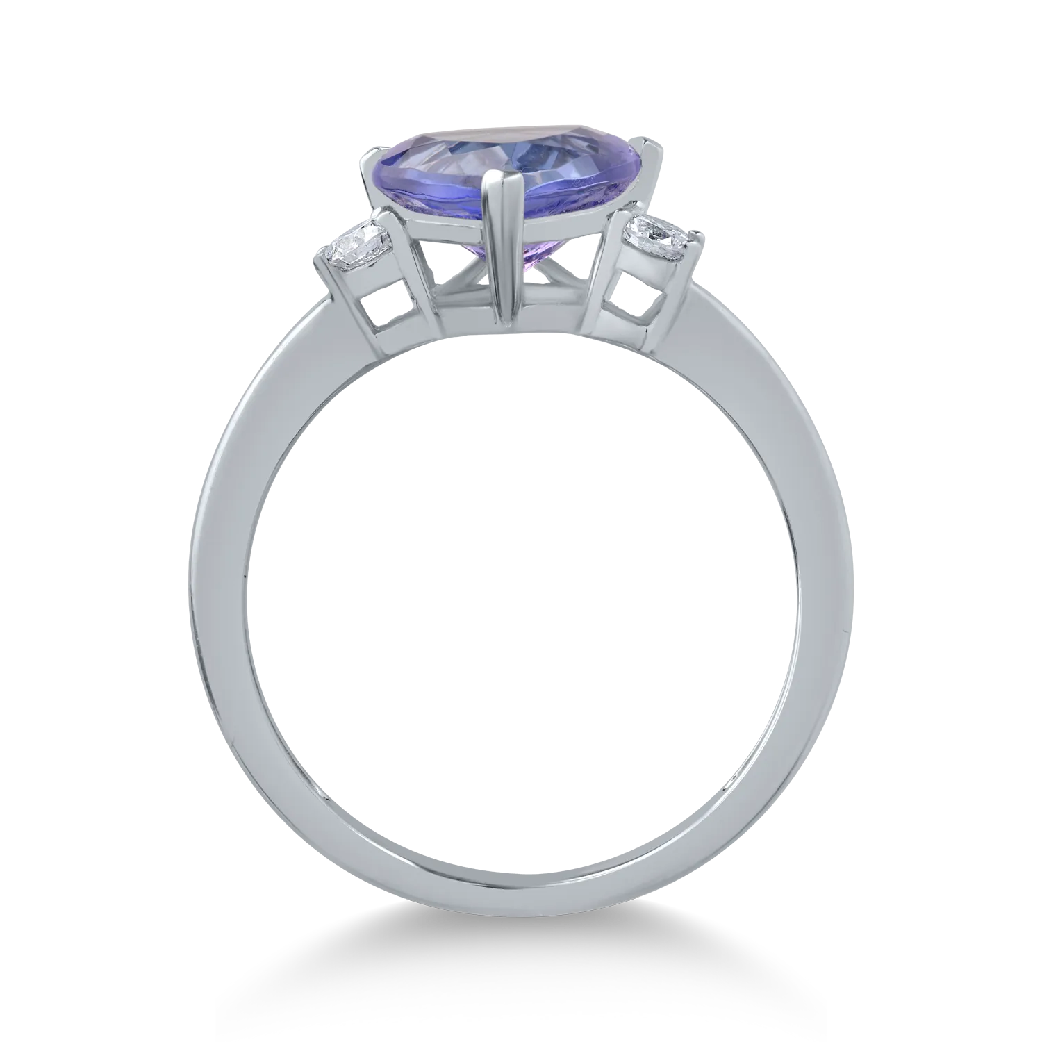14K fehérarany gyűrű 1.94ct tanzanittal és 0.1ct gyémántokkal
