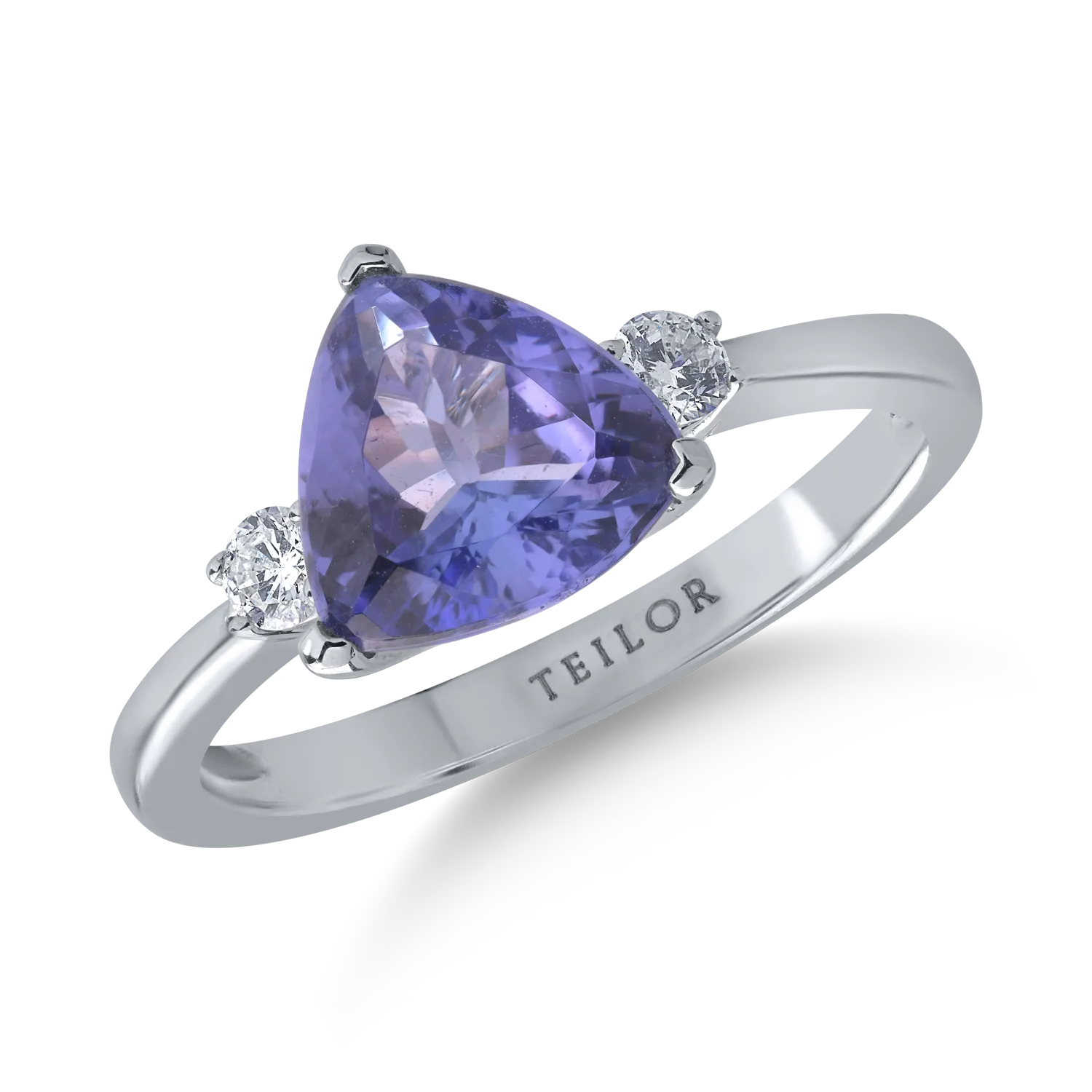 Inel din aur alb cu tanzanit de 1.94ct si diamante de 0.14ct
