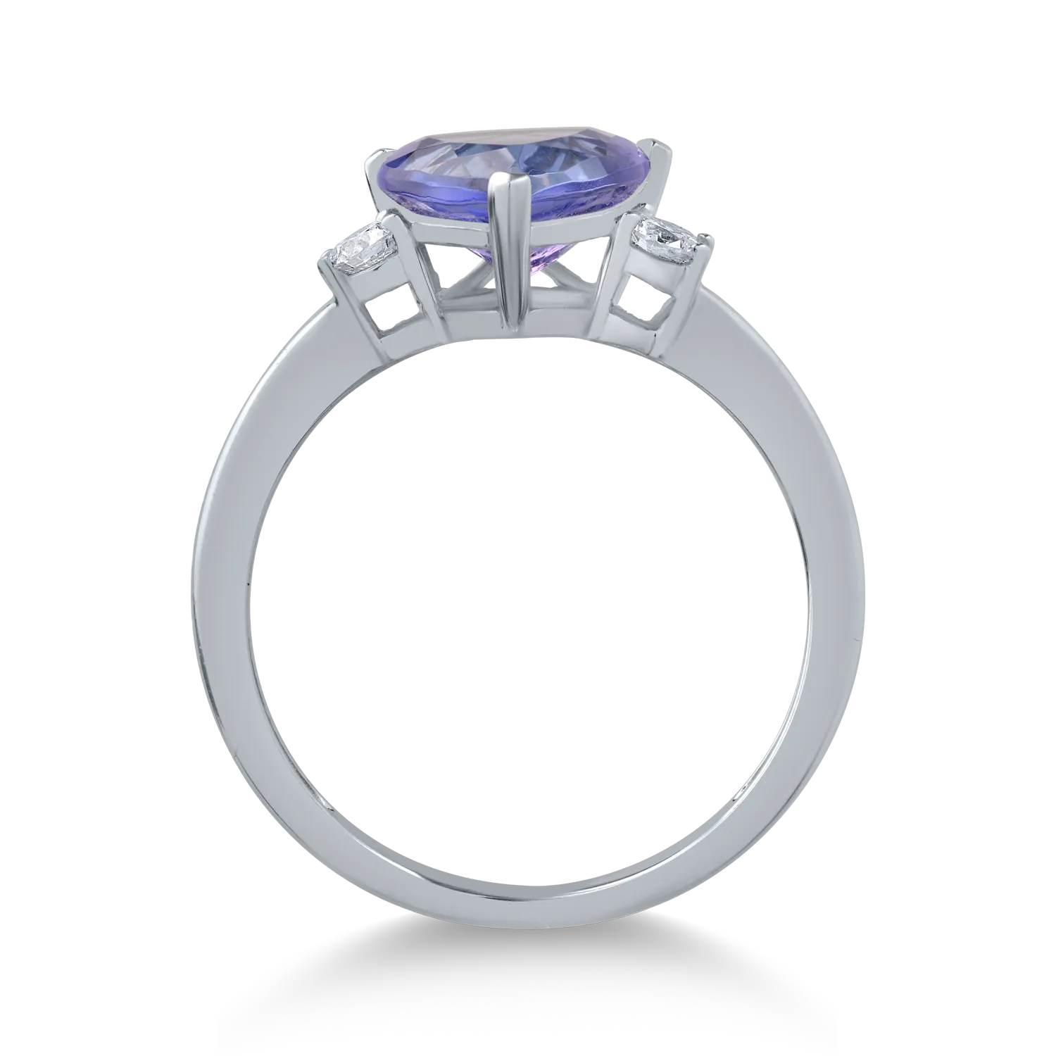 Inel din aur alb de 14K cu tanzanit de 1.94ct si diamante de 0.14ct