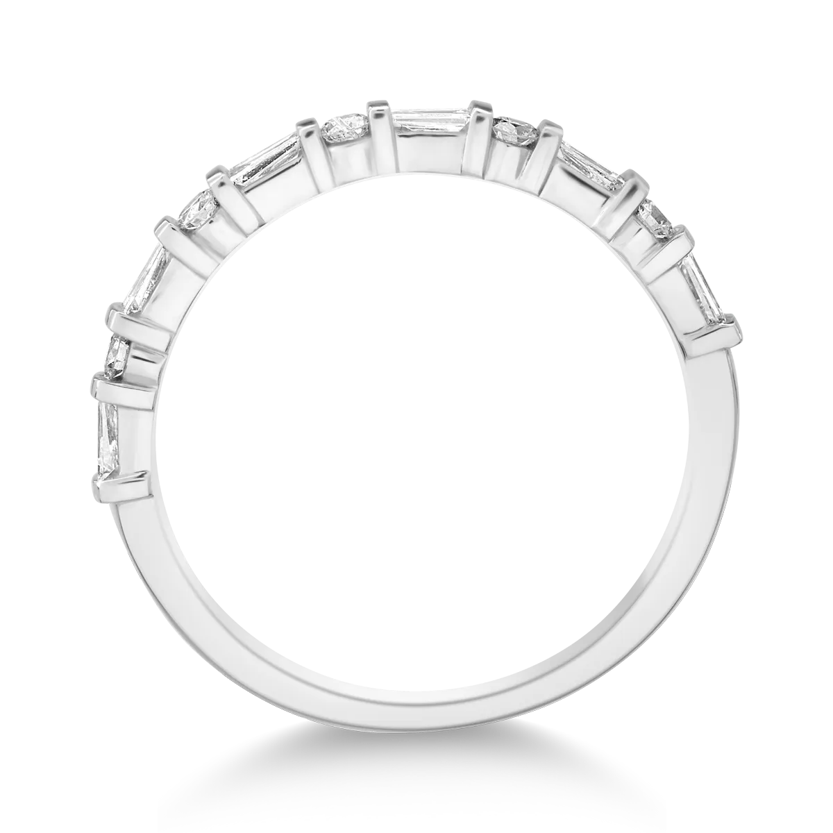 Inel din aur alb cu diamante baguette si rotunde de 0.3ct