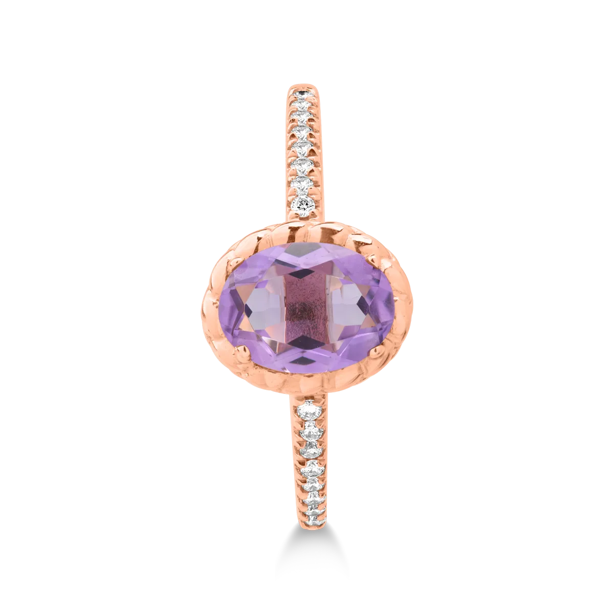 18K rose gold ring with 0.89ct amethyst and 0.078ct diamonds