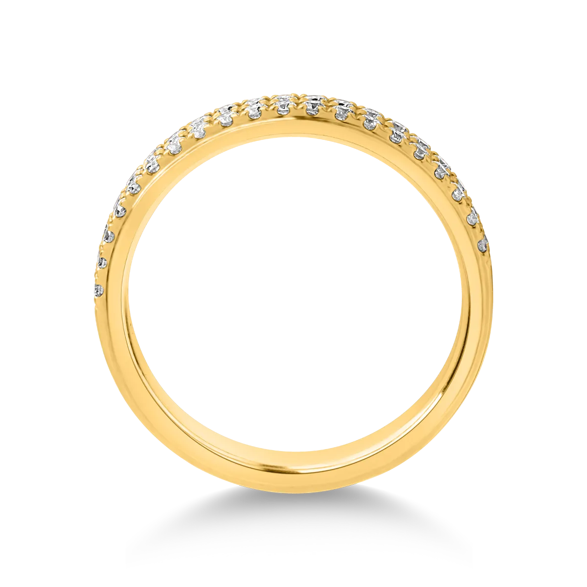 Пръстен от жълто злато 18К с диаманти 0.35гкт