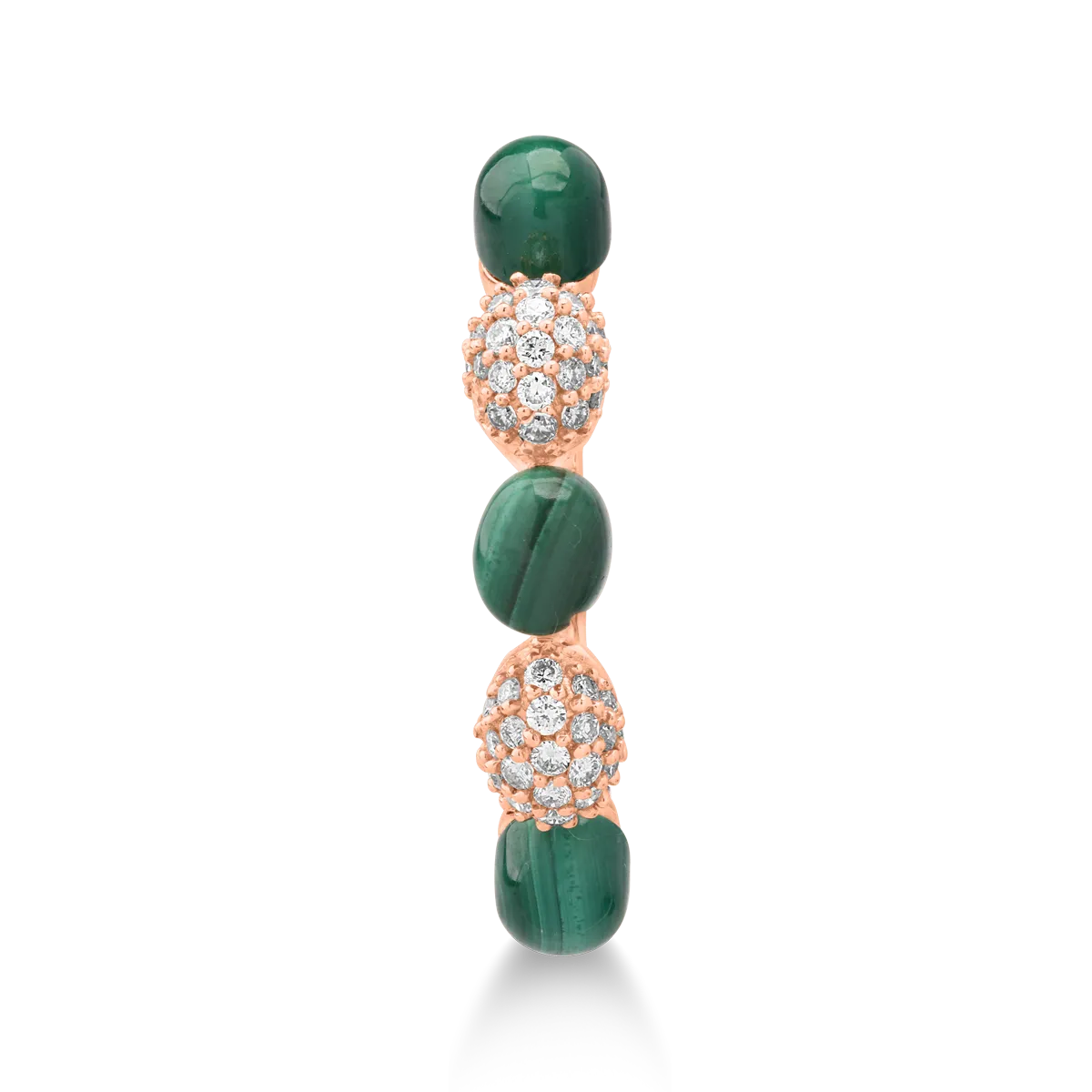18K rose gold ring with 2.13ct malachites and 0.249ct diamonds