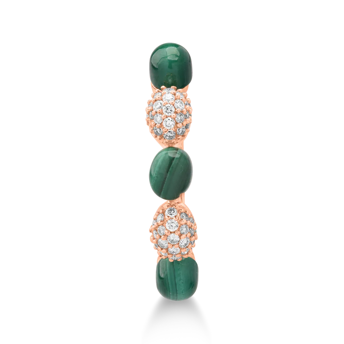 Inel din aur roz de 18K cu malachite de 2.13ct si diamante de 0.249ct