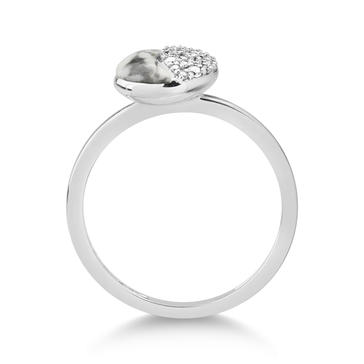 Inel din aur alb cu turcoaz alb de 0.37ct si diamante de 0.116ct