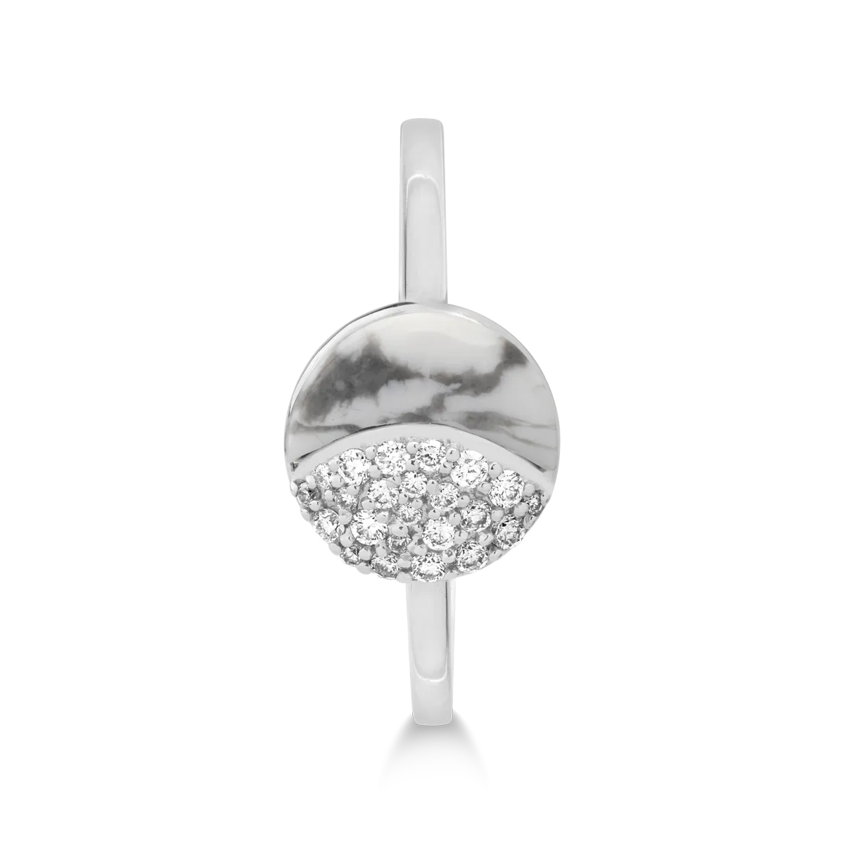 Inel din aur alb cu turcoaz alb de 0.37ct si diamante de 0.116ct
