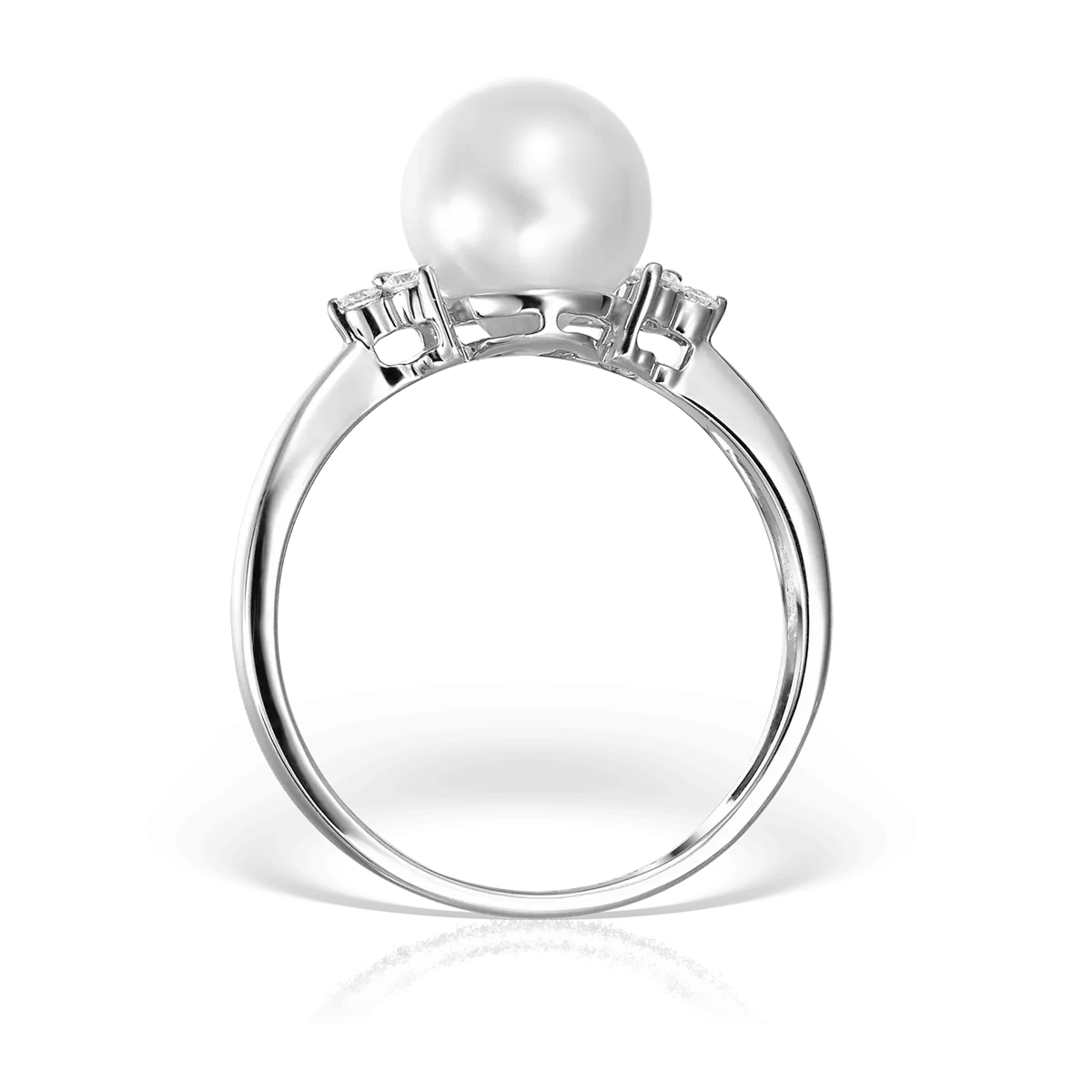 14K white gold ring with 7.5ct fresh water cultured pearls and 0.09ct diamonds