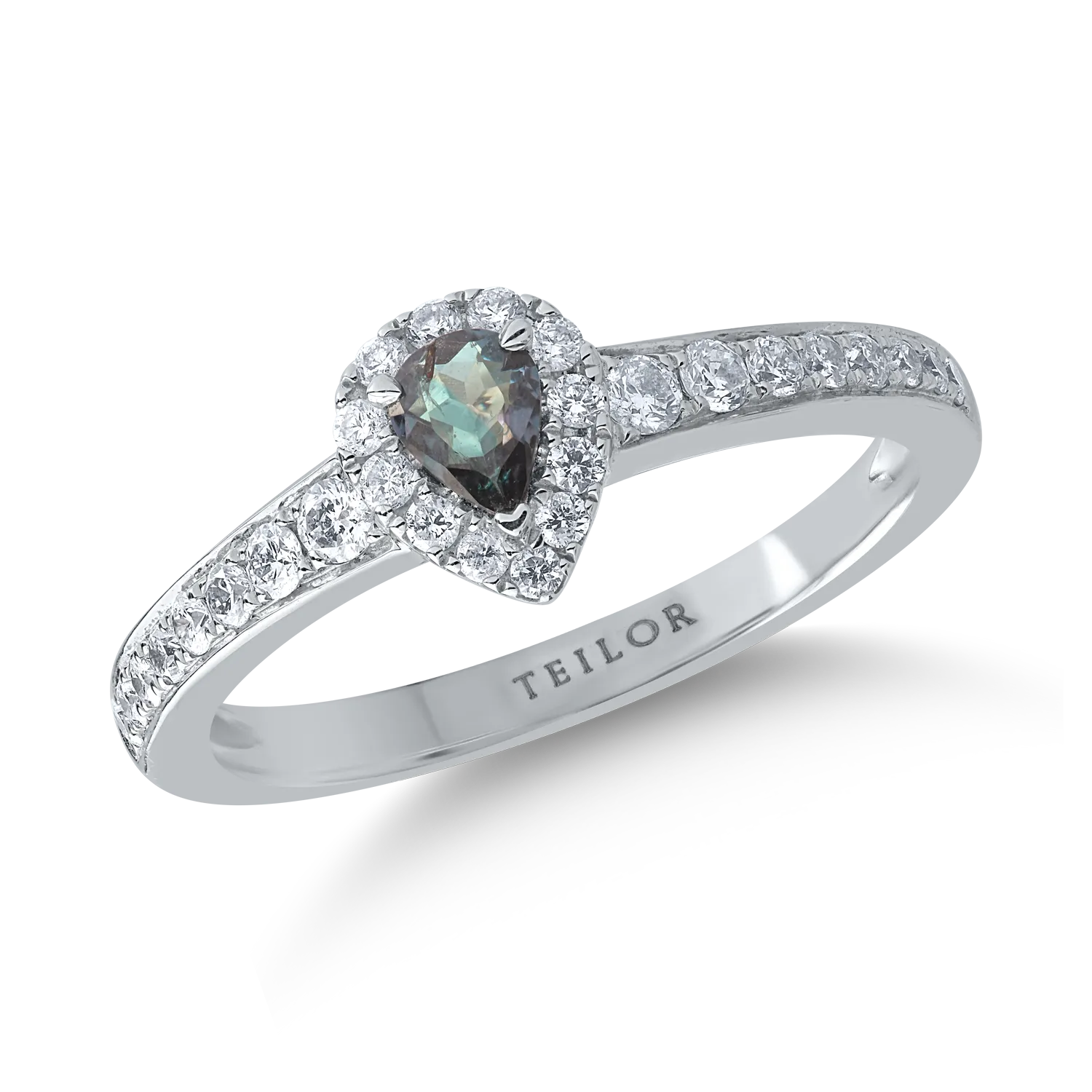 18K fehérarany gyűrű 0.22ct alexandrittal és 0.36ct gyémántokkal-106775