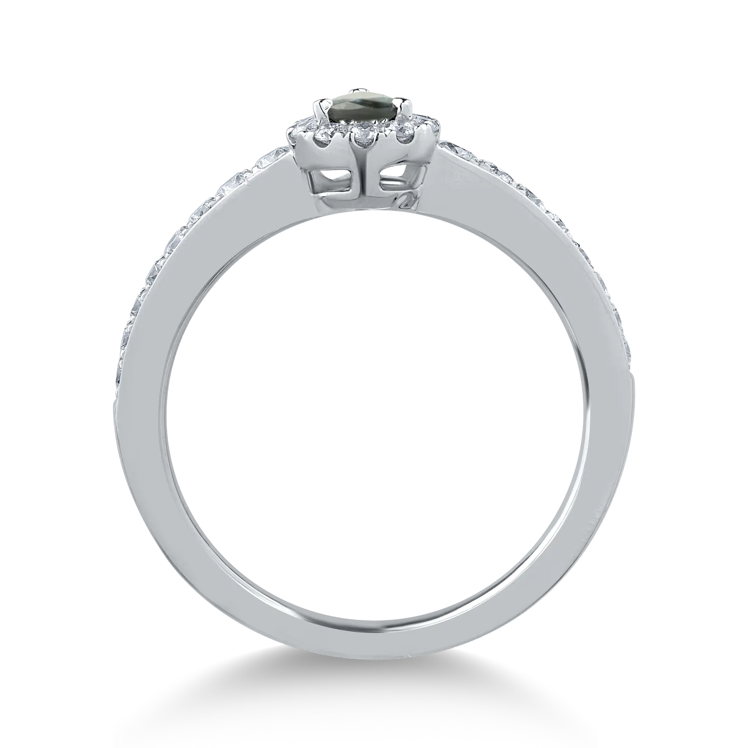 18K fehérarany gyűrű 0.22ct alexandrittal és 0.36ct gyémántokkal