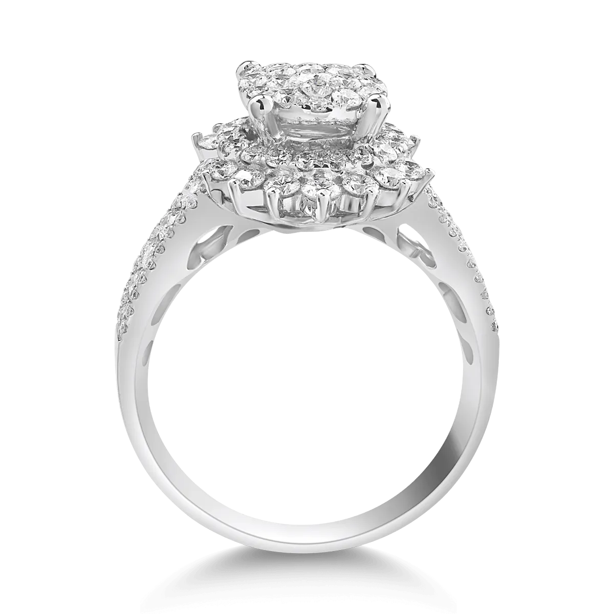Inel din aur alb cu diamante de 0.62ct - imagine 2