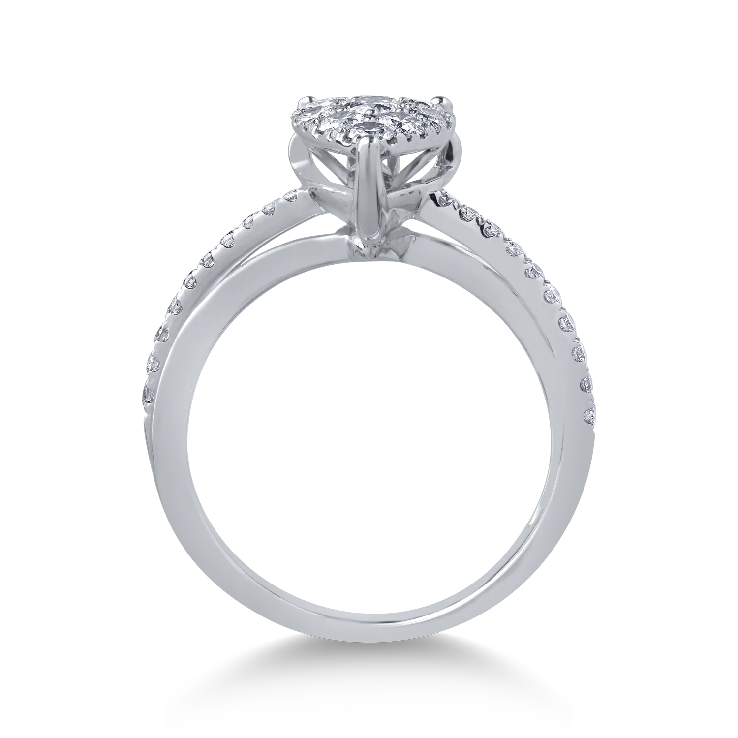 Inel din aur alb cu diamante de 0.63ct - imagine 2