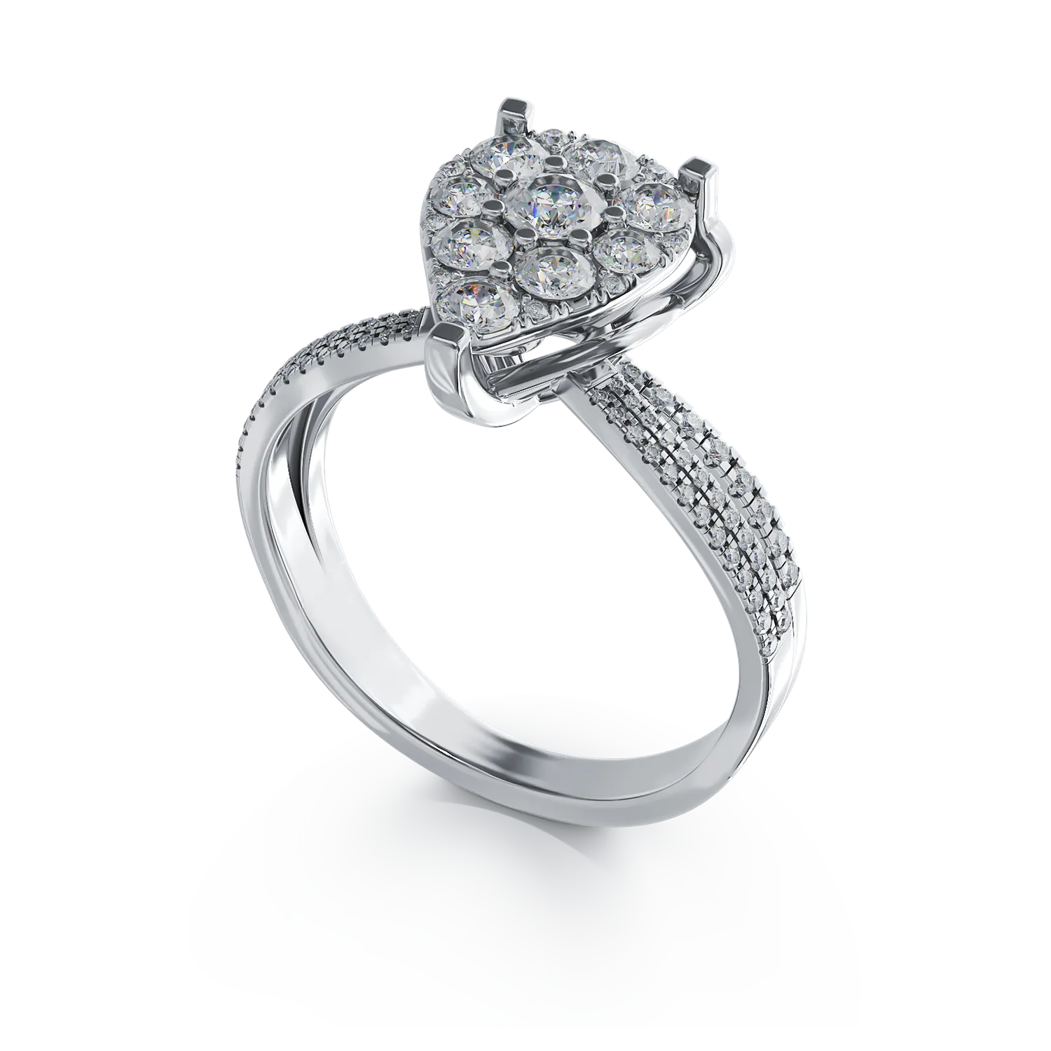 Годежен пръстен от бяло злато 18K с диаманти 0.75ct