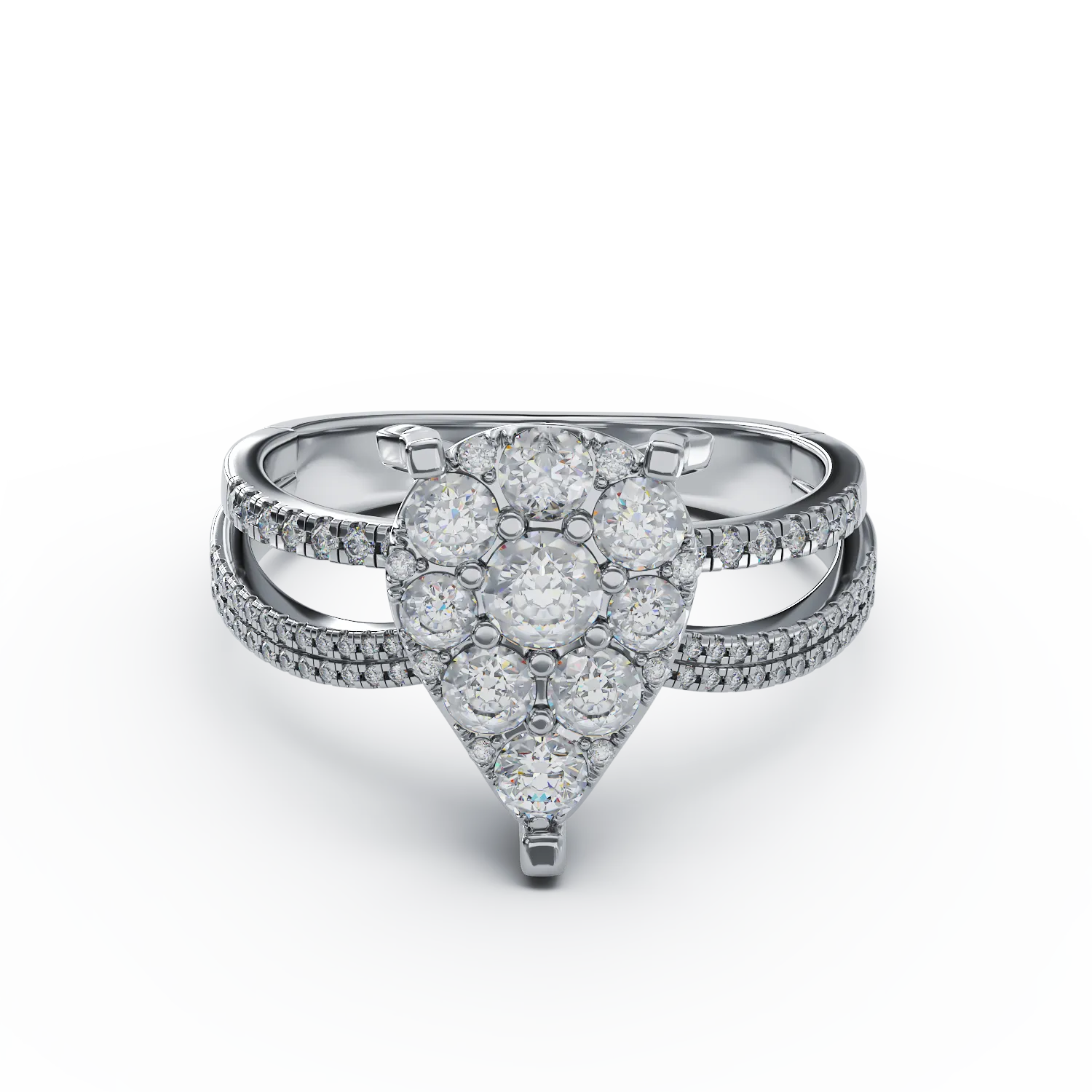 18K fehérarany eljegyzési gyűrű 0.75ct gyémántokkal