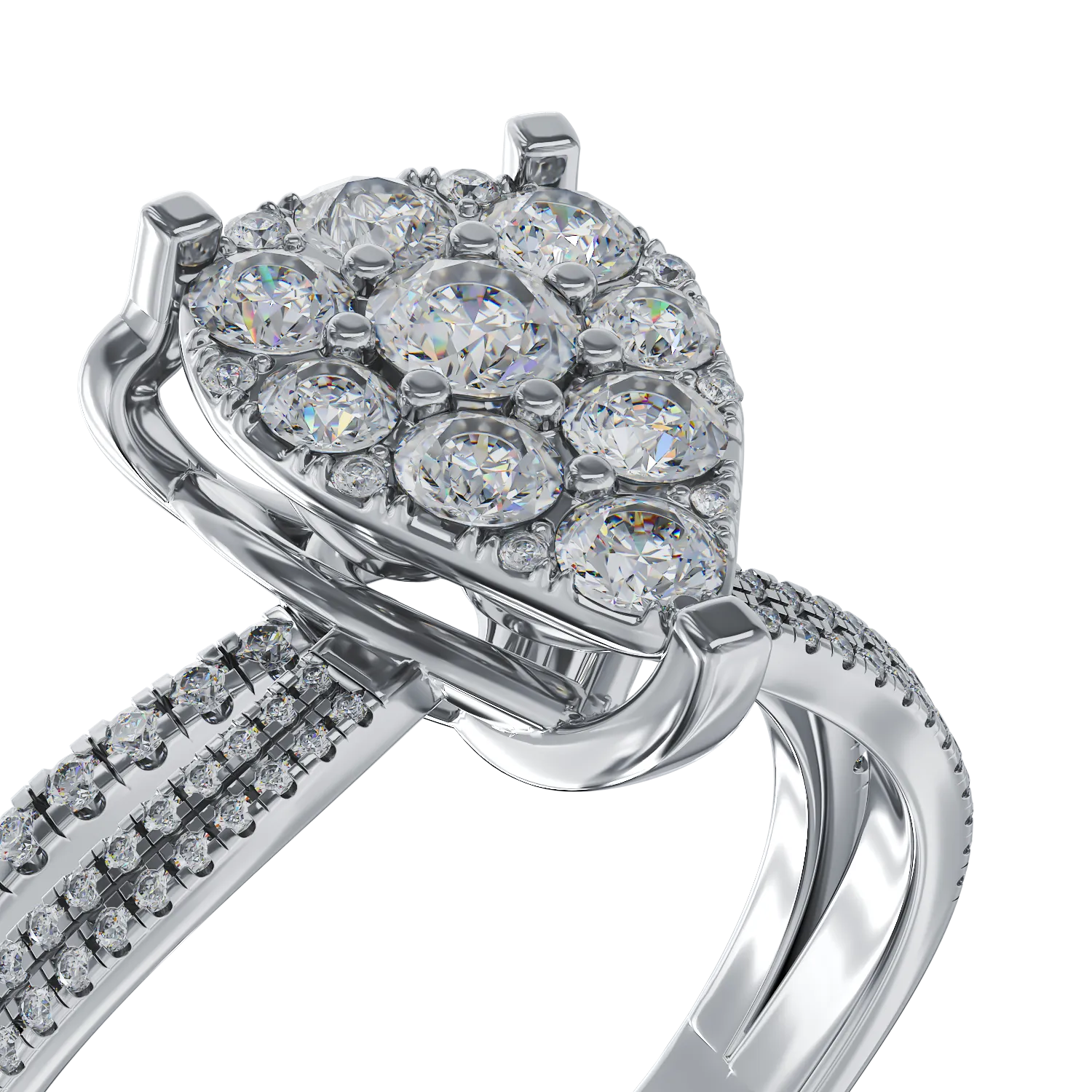 Годежен пръстен от бяло злато 18K с диаманти 0.75ct