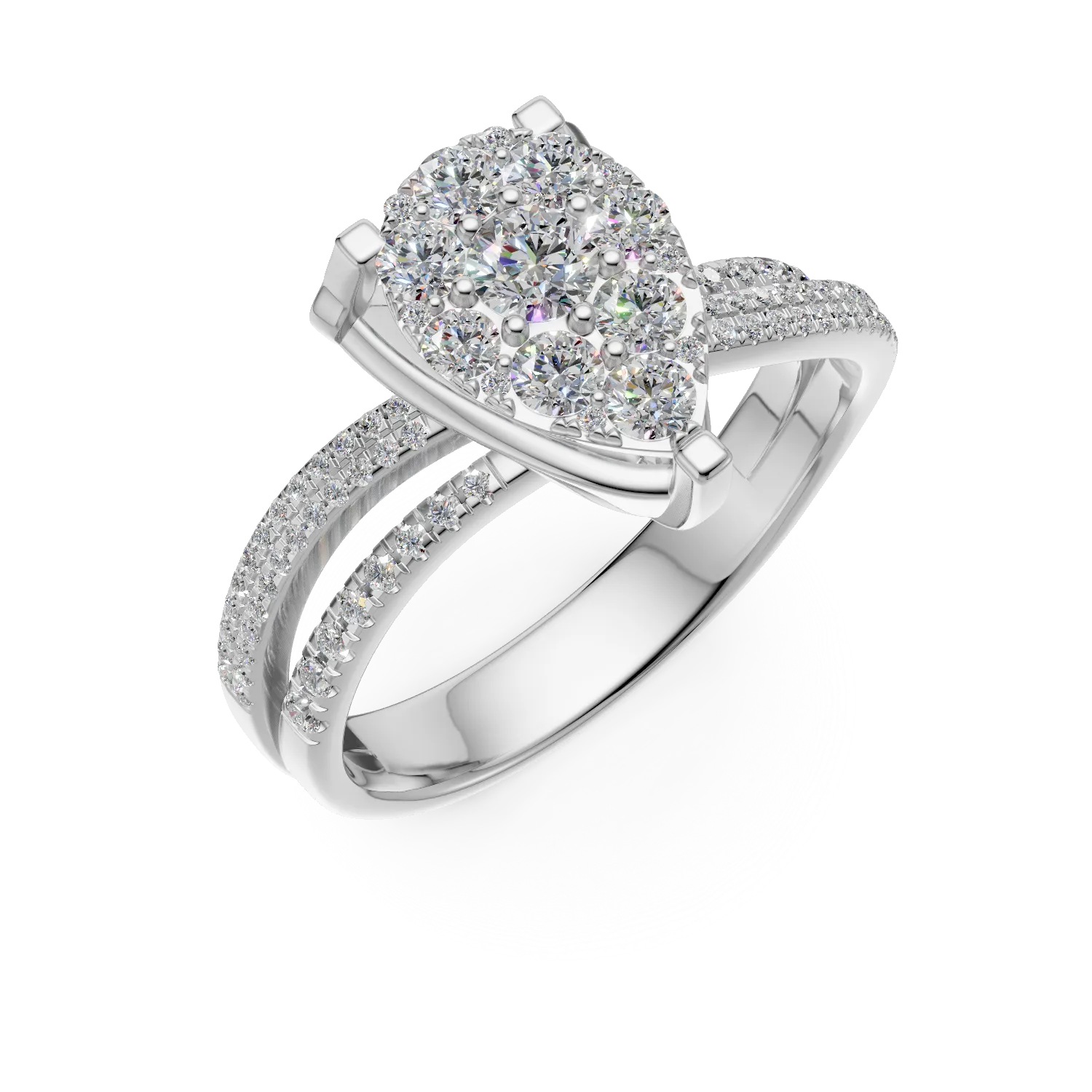 Pierścionek zaręczynowy z 18K białego złota z diamentami o masie 0.75ct