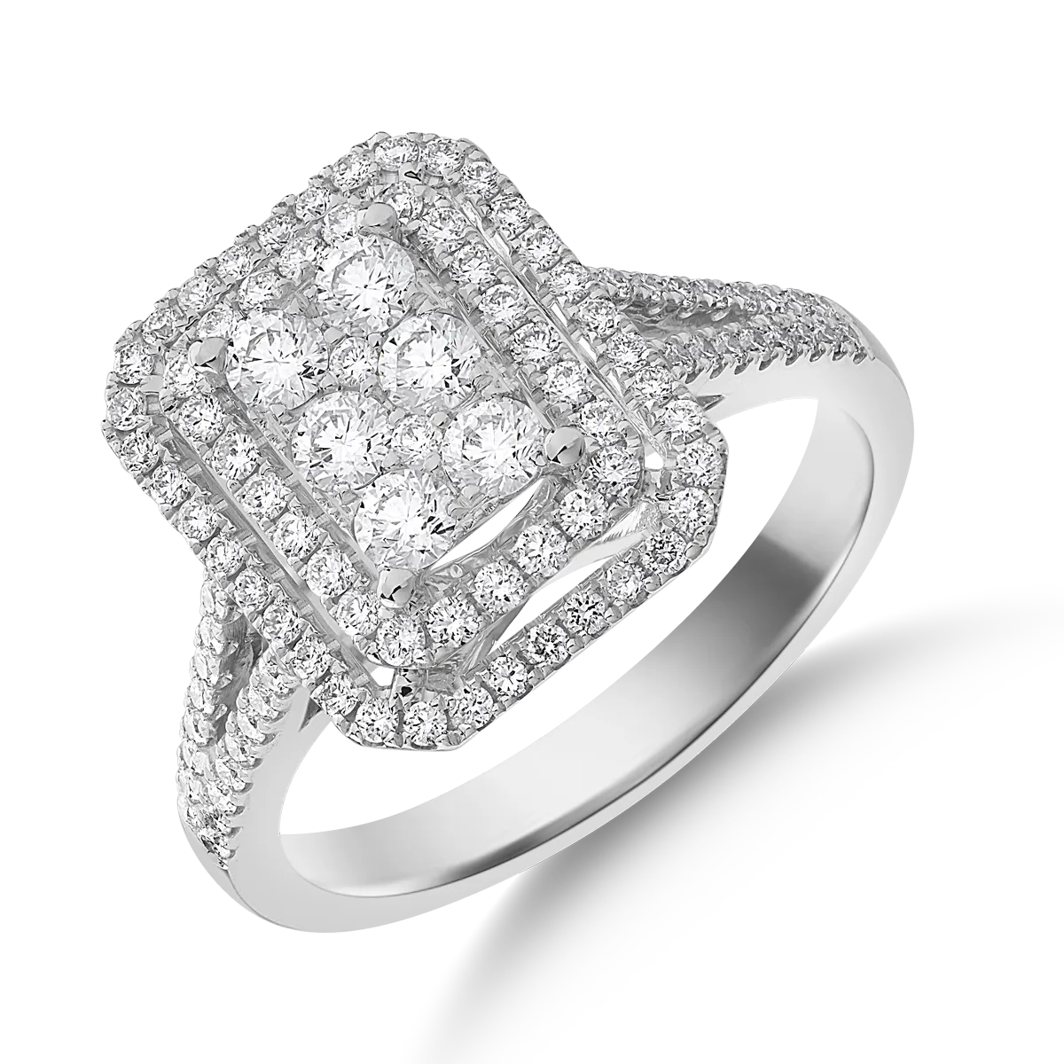 Inel din aur alb cu diamante microsetting de 0.8ct