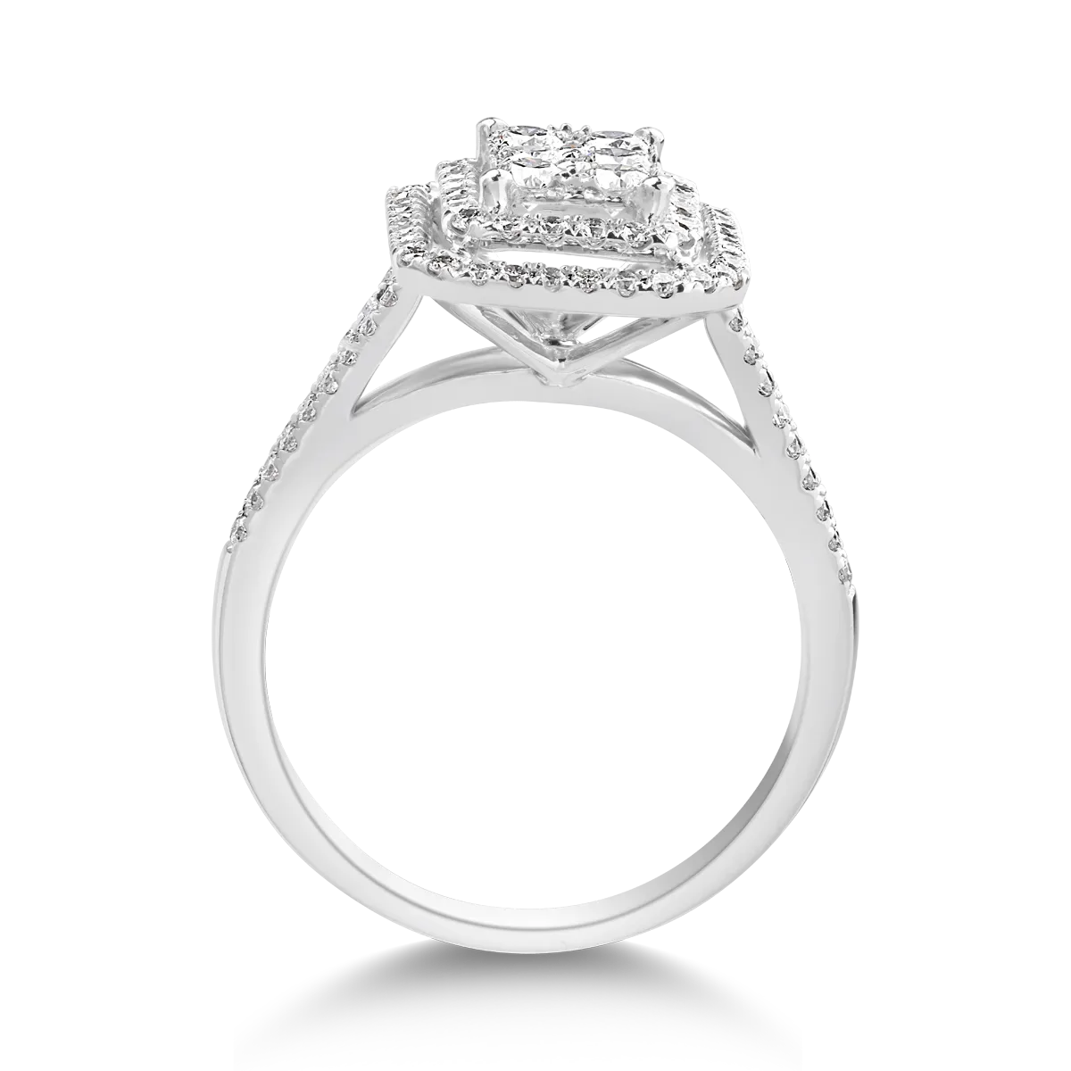 Inel din aur alb cu diamante microsetting de 0.8ct