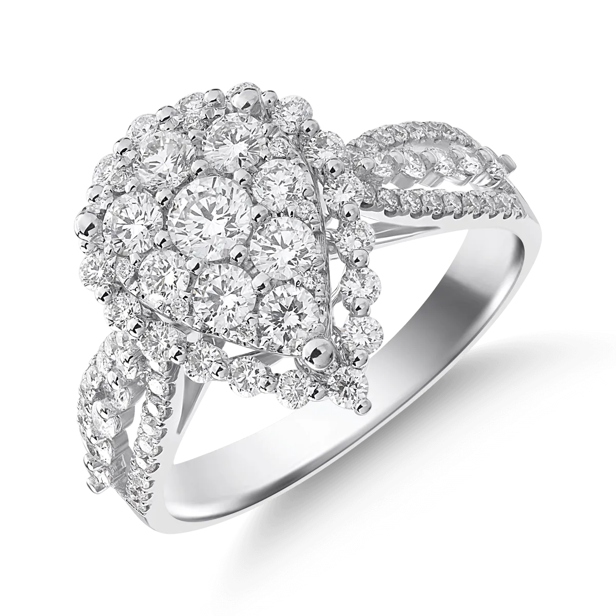 18K white gold ring with 1.1ct diamonds